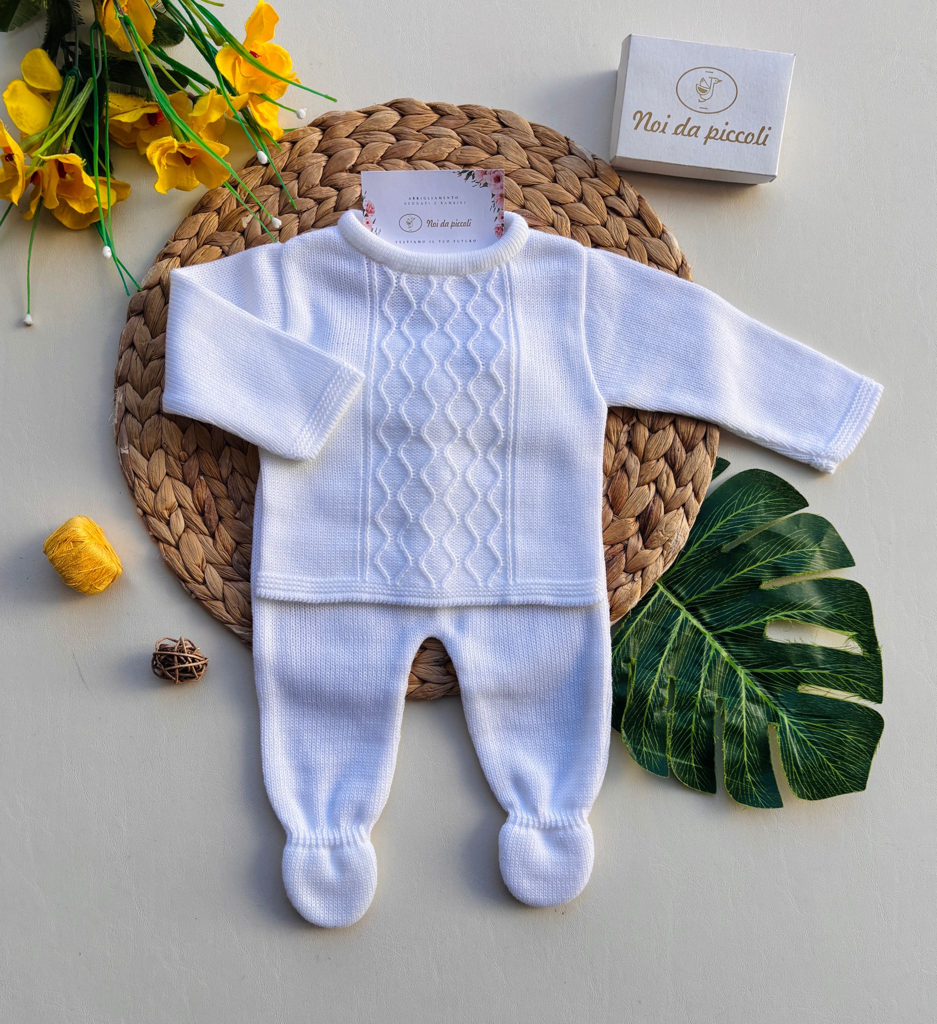 COMPLETO 2PZ WAVES FILATO CALDO BIANCO - Noi da piccoli