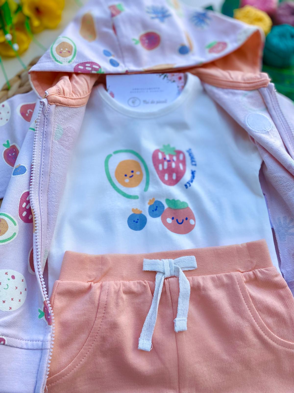 completo 3 pz 100 % COTONE ROSA - Noi da piccoli