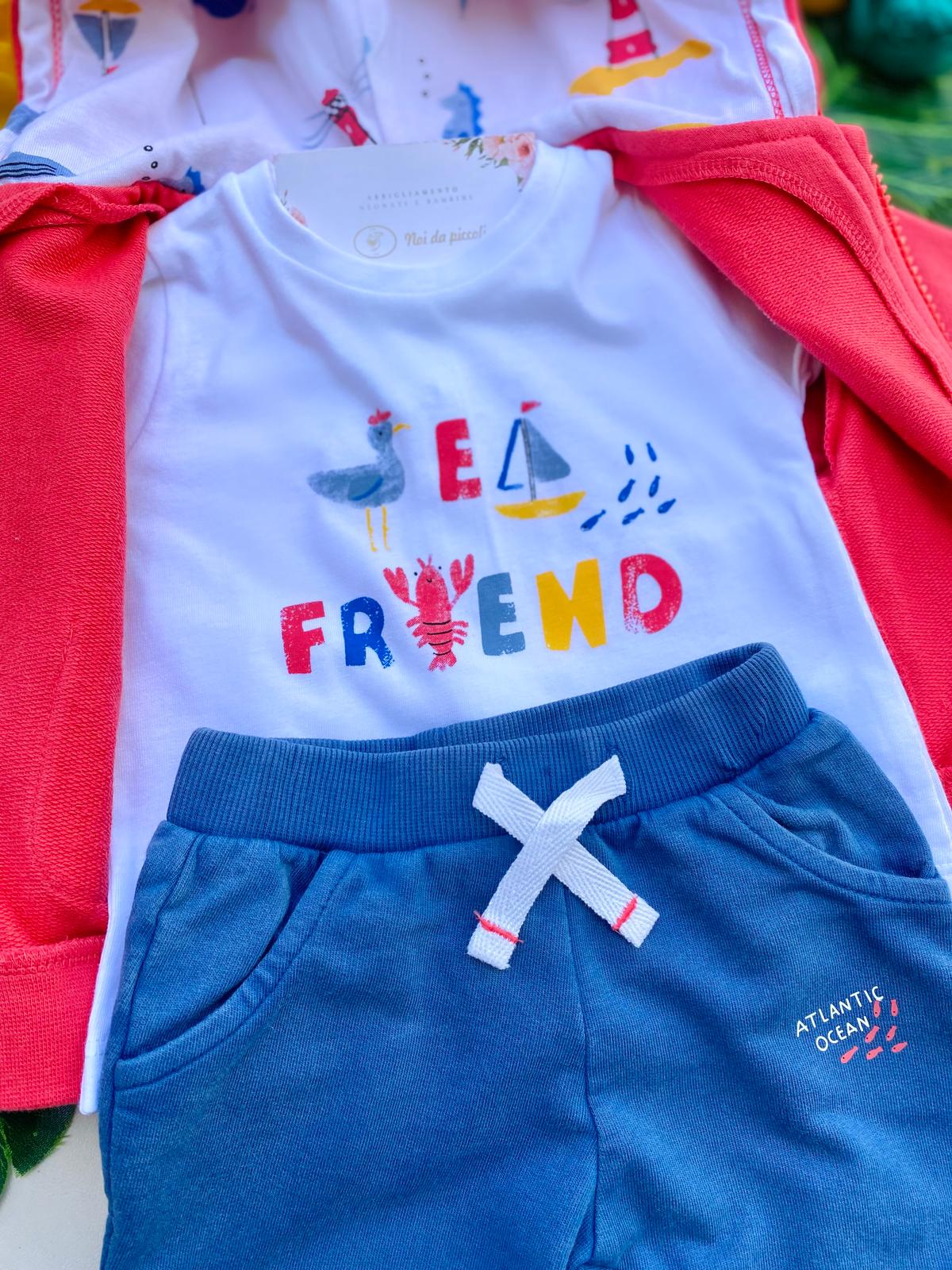 completo 3 pz 100 % COTONE Rosso - Noi da piccoli