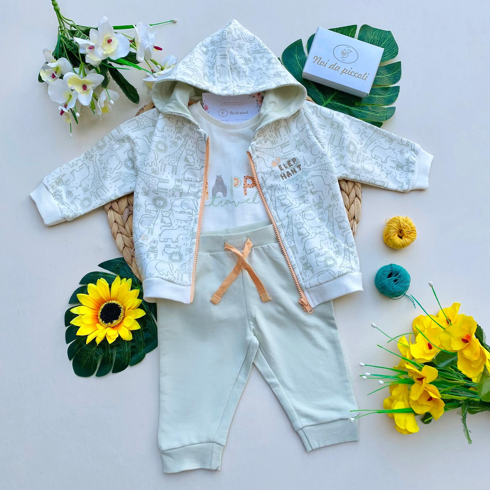 completo 3 pz 100 % COTONE Verde - Noi da piccoli