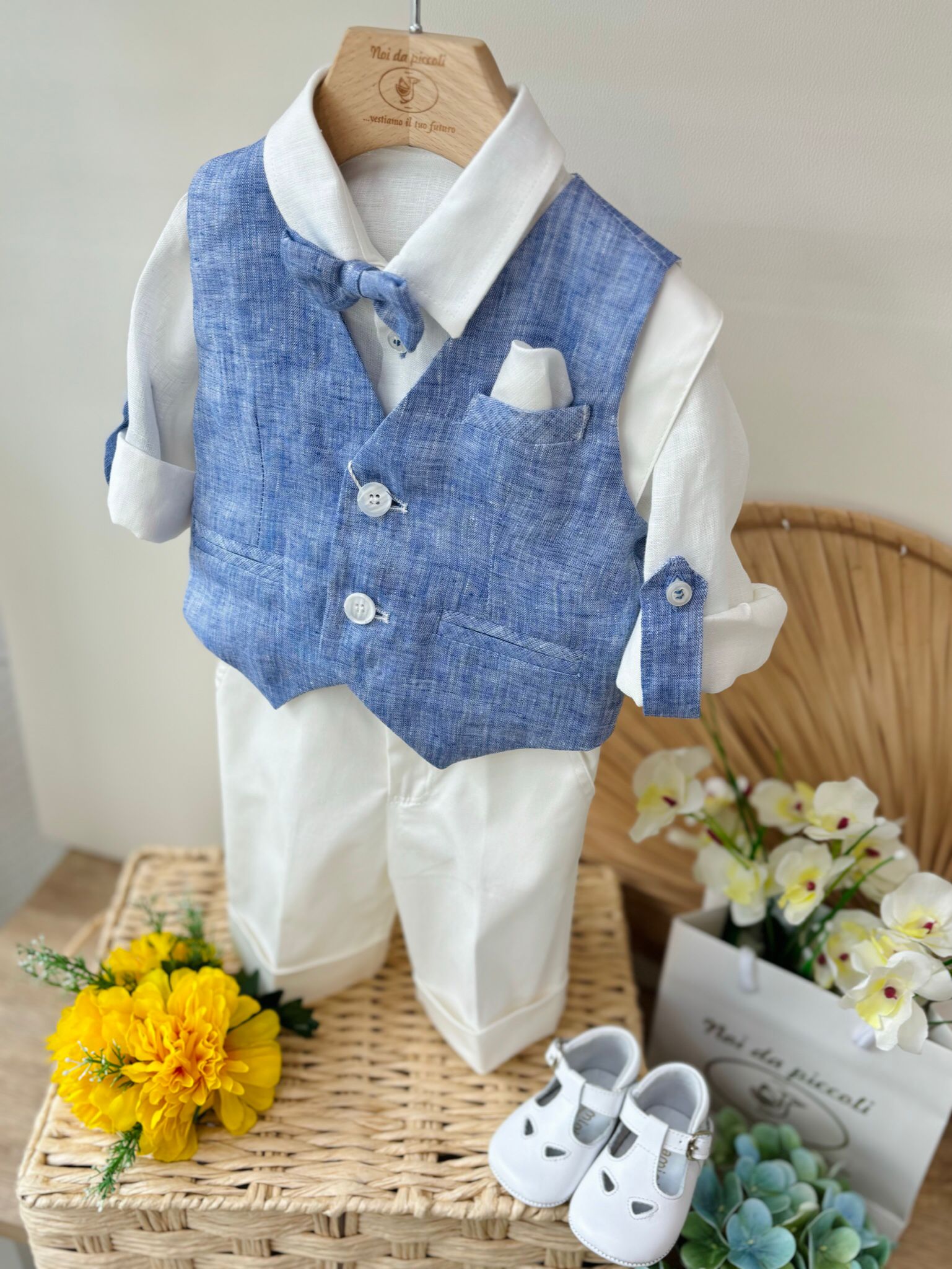 completo 3 pz 100% lino avion - Noi da piccoli