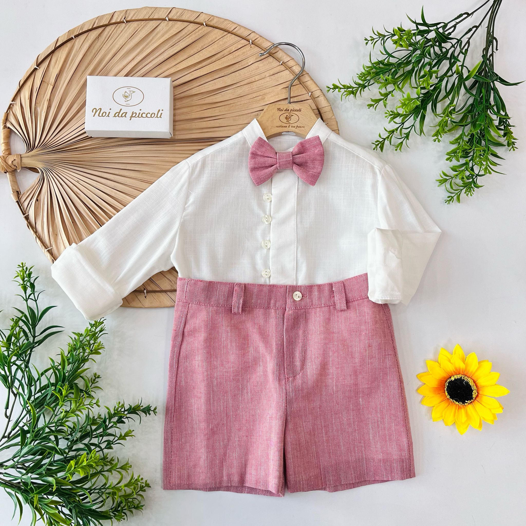 COMPLETO 3 PZ BIANCO E ROSA - Noi da piccoli