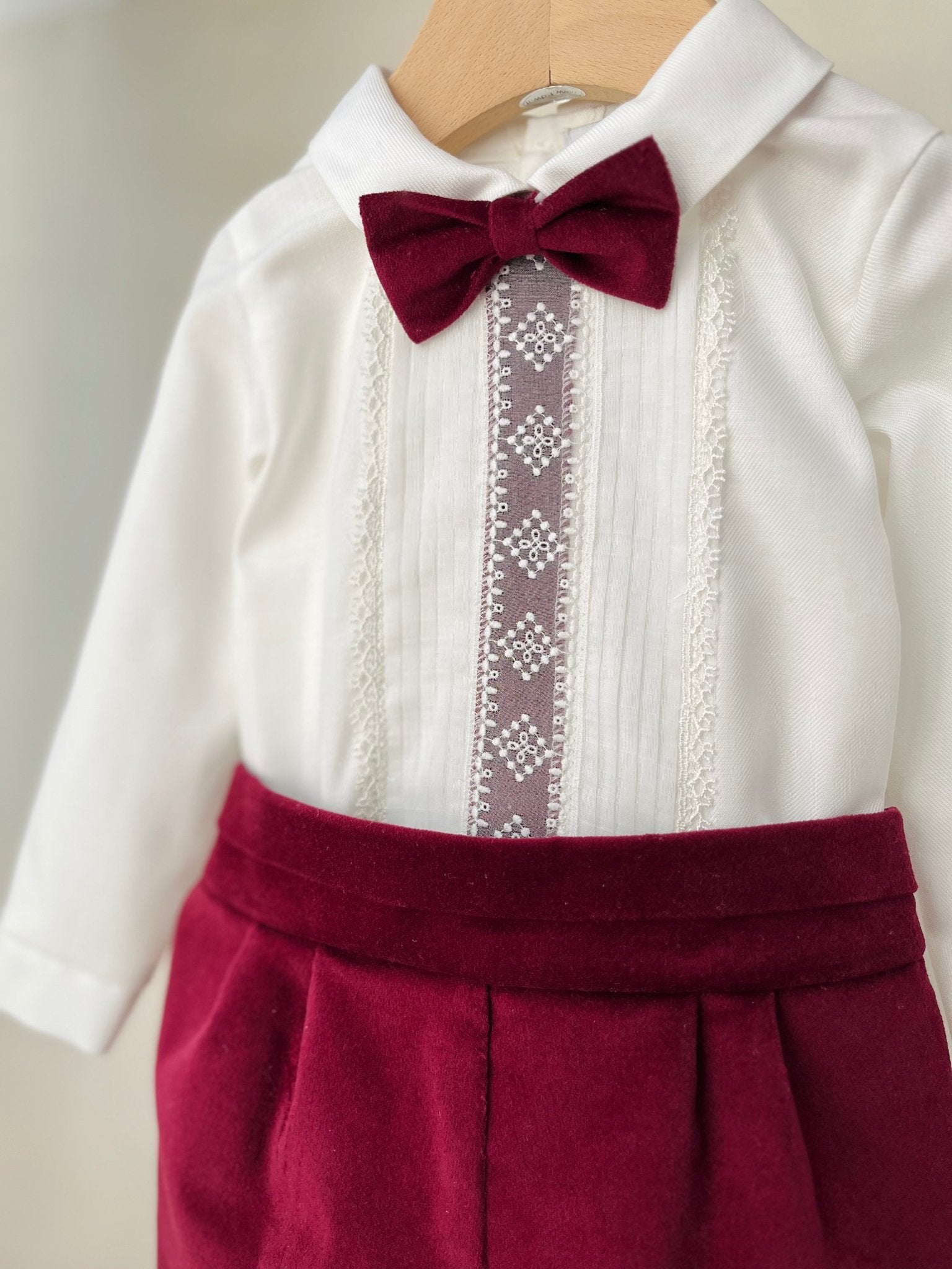 COMPLETO 3 PZ BORDEAUX E PIZZO VELLUTINO - Noi da piccoli