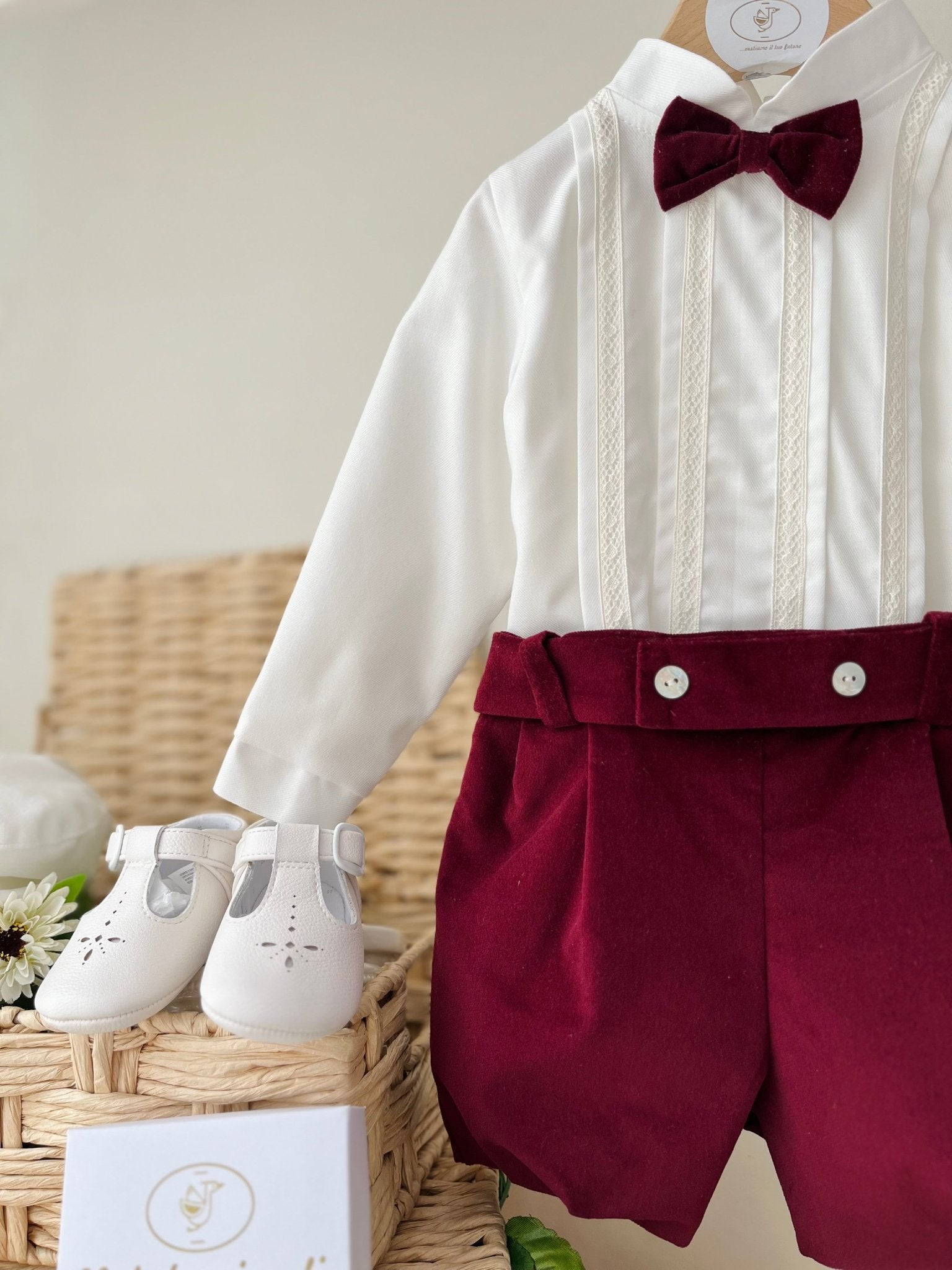 COMPLETO 3 PZ BORDEAUX VELLUTINO - Noi da piccoli