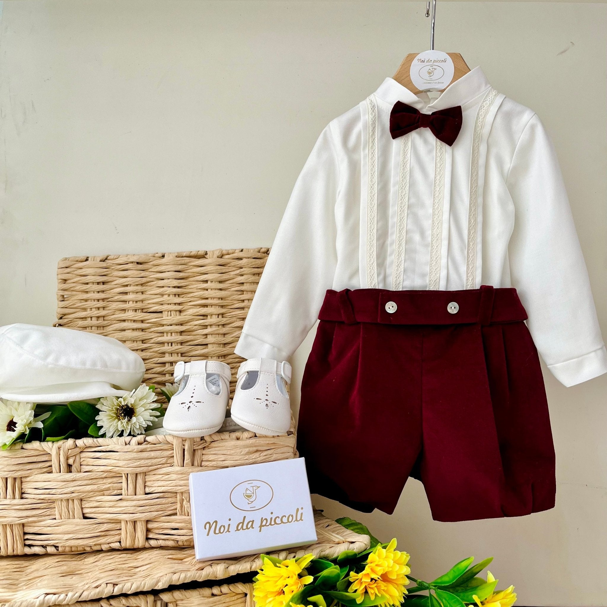 COMPLETO 3 PZ BORDEAUX VELLUTINO - Noi da piccoli