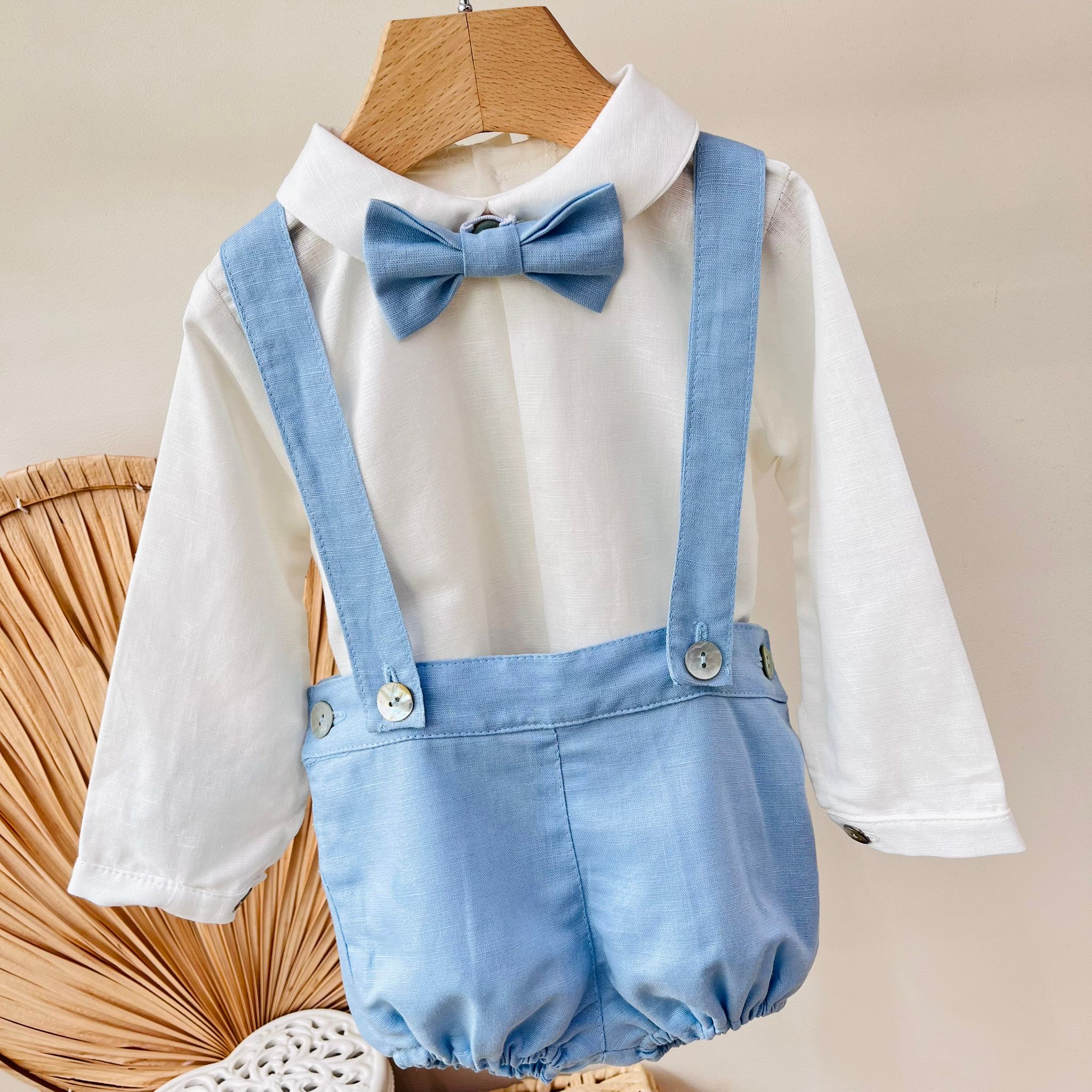 COMPLETO 3 PZ CERIMONIALE A MANICA LUNGA CIELO - Noi da piccoli