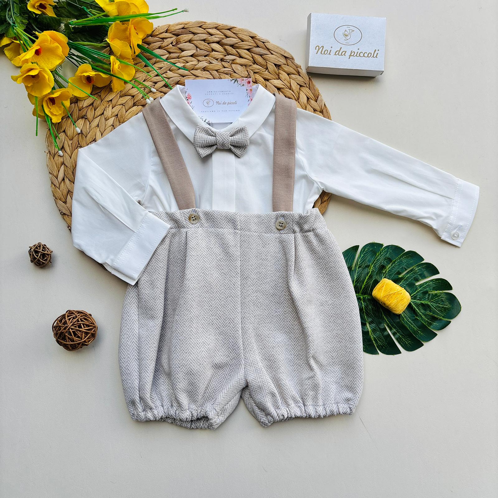 COMPLETO 3 PZ CERIMONIALE BIANCO BEIGE - Noi da piccoli