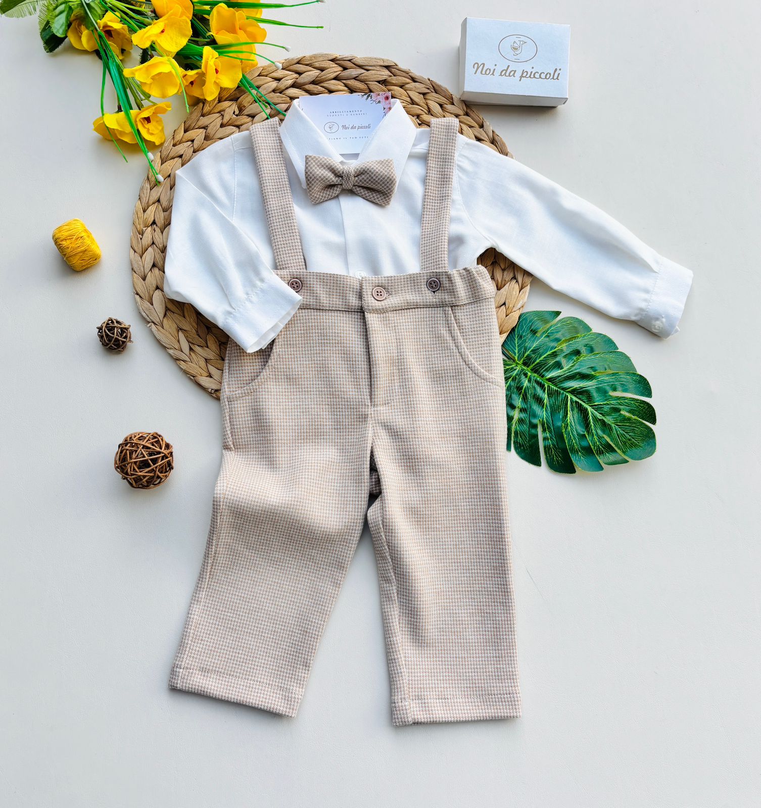 COMPLETO 3 PZ CERIMONIALE BIANCO BEIGE - Noi da piccoli