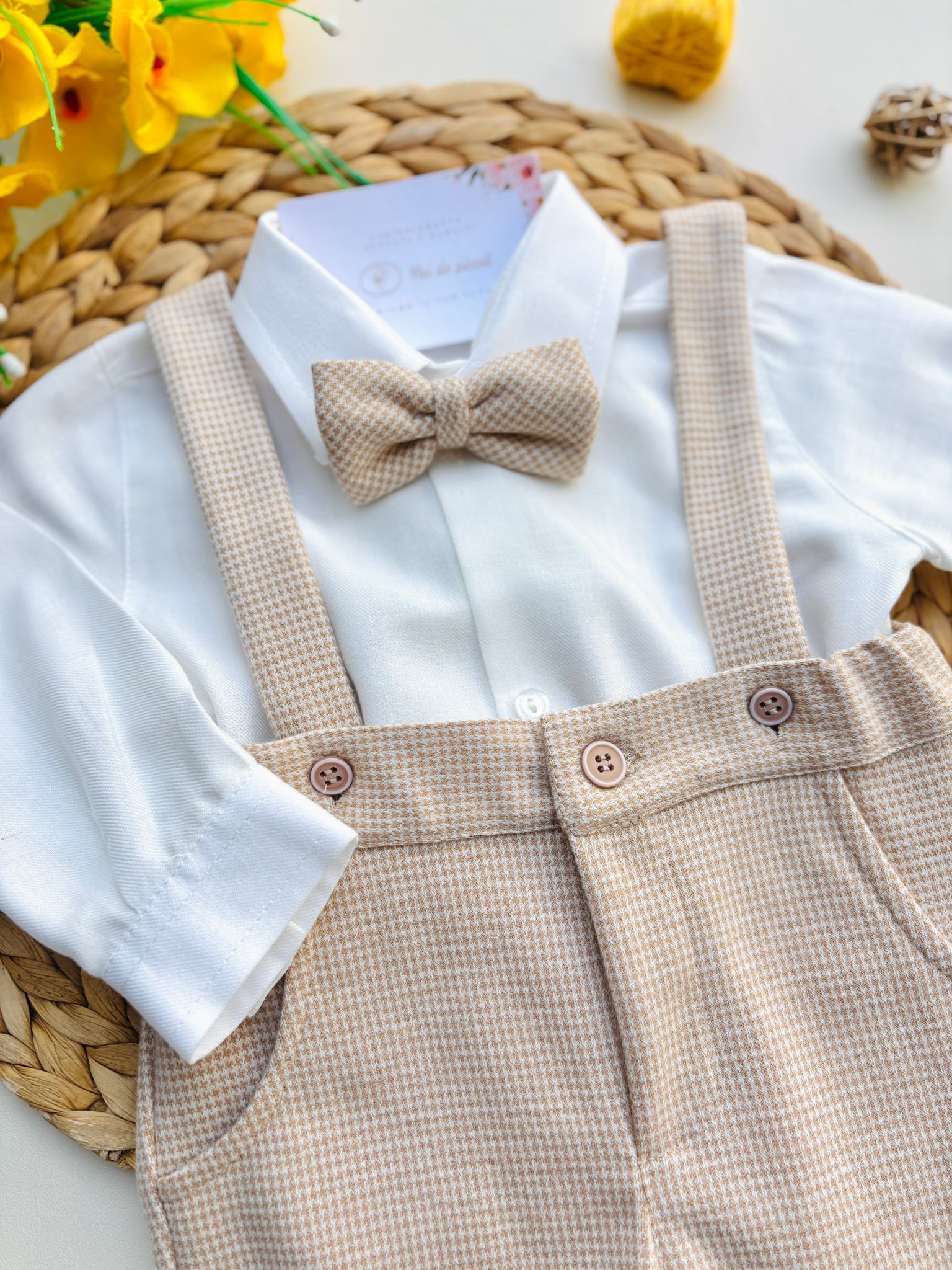 COMPLETO 3 PZ CERIMONIALE BIANCO BEIGE - Noi da piccoli