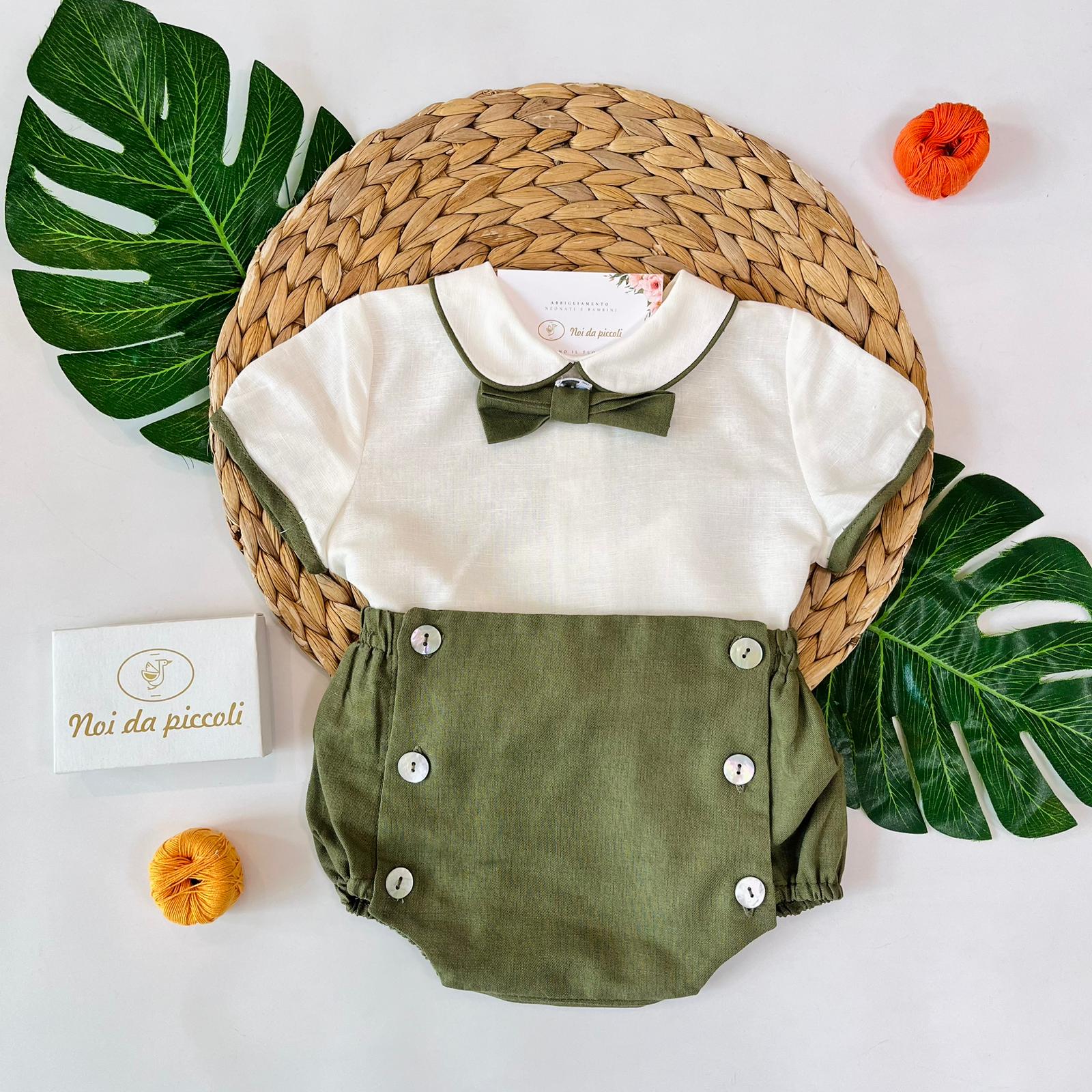 COMPLETO 3 PZ CERIMONIALE CORTO VERDE MILITARE - Noi da piccoli