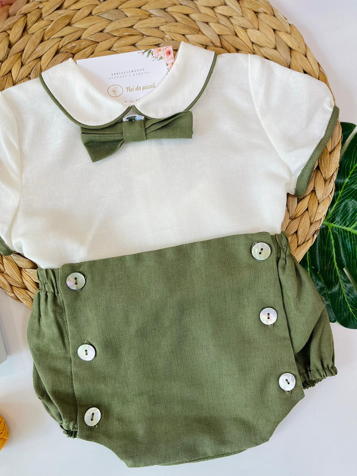 COMPLETO 3 PZ CERIMONIALE CORTO VERDE MILITARE - Noi da piccoli