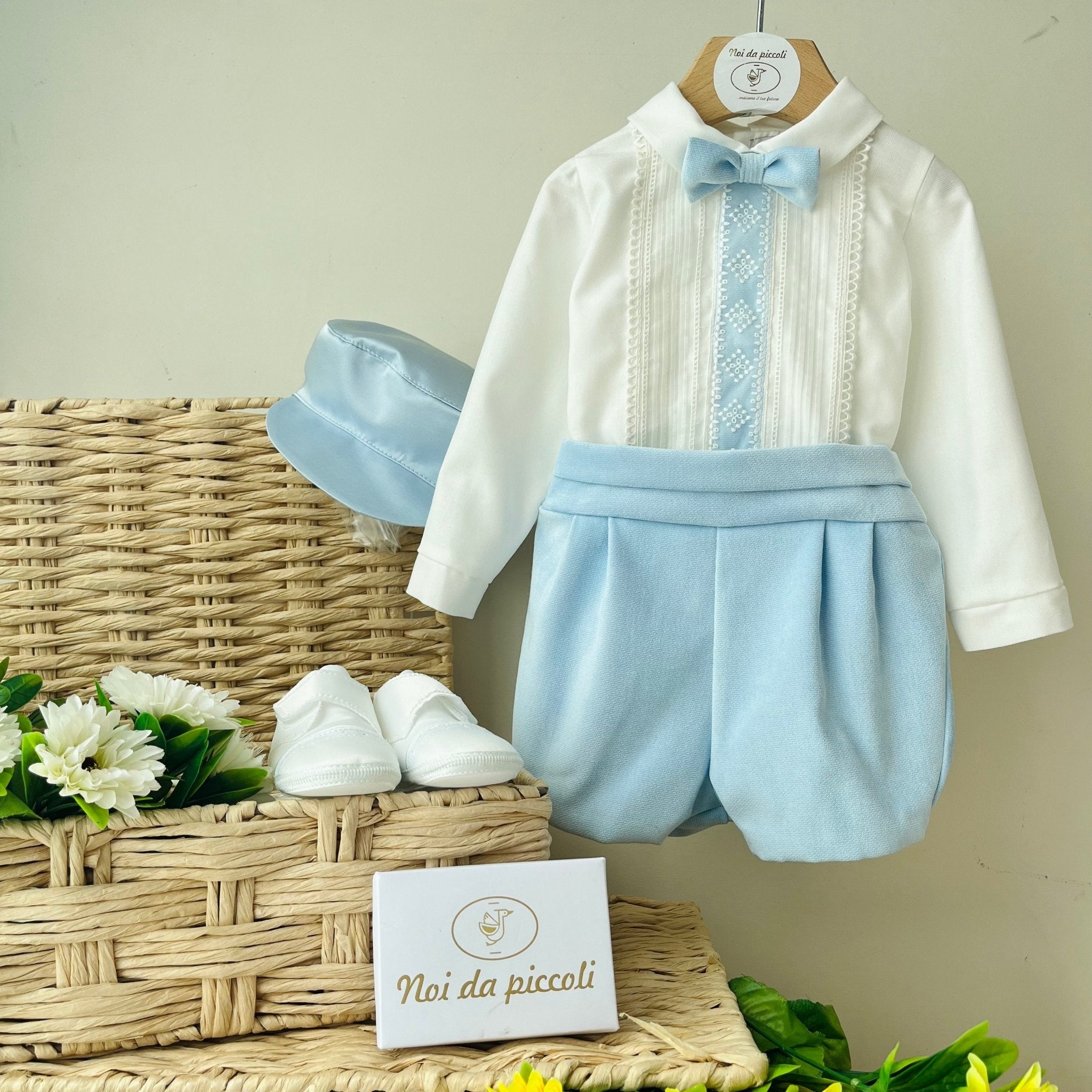 COMPLETO 3 PZ CIELO E PIZZO VELLUTINO - Noi da piccoli