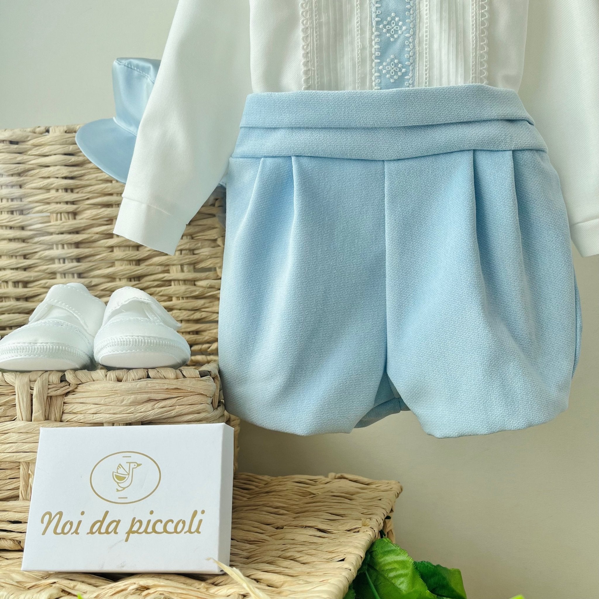 COMPLETO 3 PZ CIELO E PIZZO VELLUTINO - Noi da piccoli