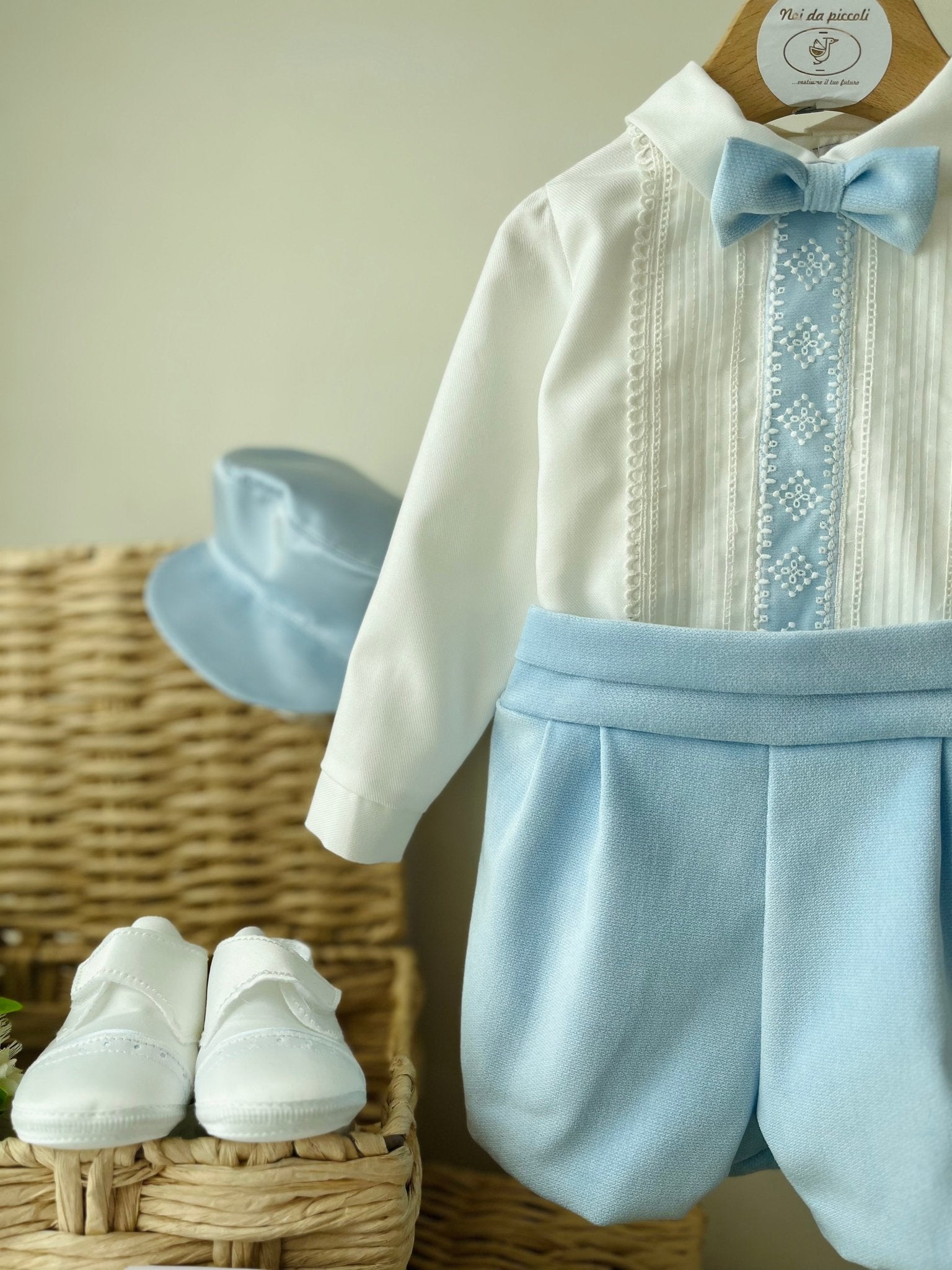 COMPLETO 3 PZ CIELO E PIZZO VELLUTINO - Noi da piccoli