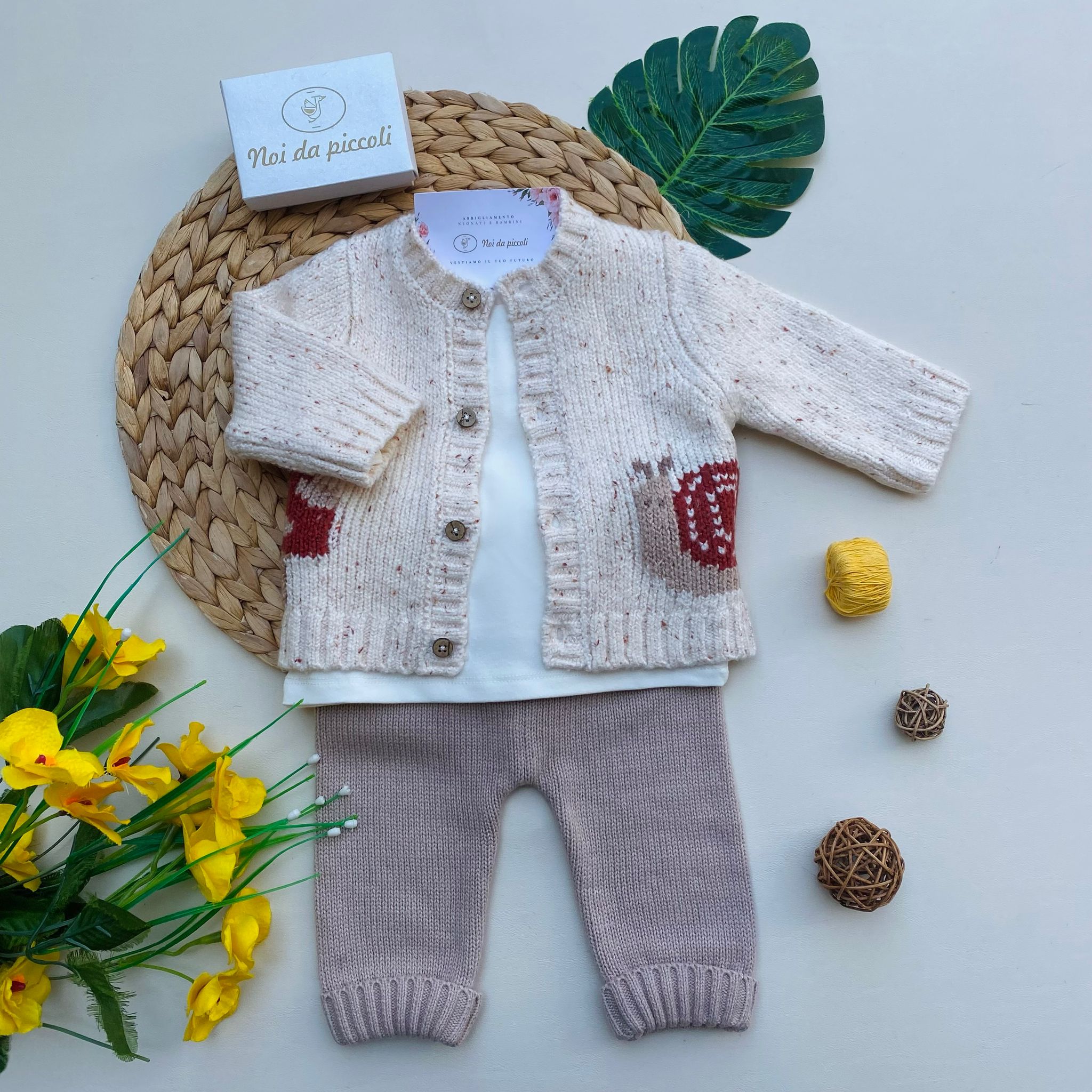 COMPLETO 3 PZ CON BOTTONCINI E DISEGNINI CINIGLIA DUNA VIG - Noi da piccoli