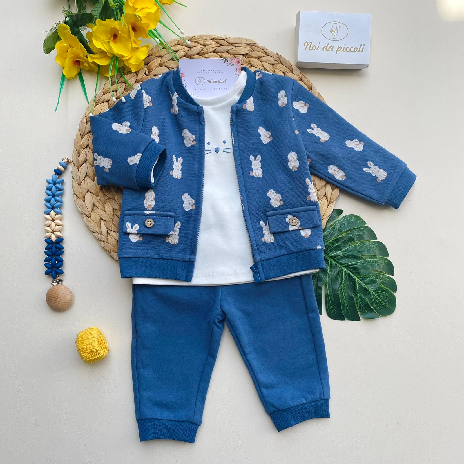 COMPLETO 3 PZ CON CONIGLIETTI CALDO COTONE AVION - Noi da piccoli