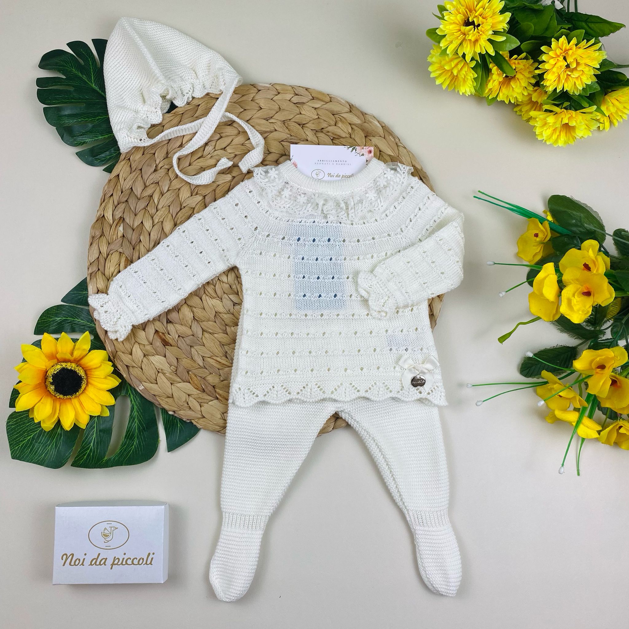 completo 3 pz Cotone Bianco - Noi da piccoli