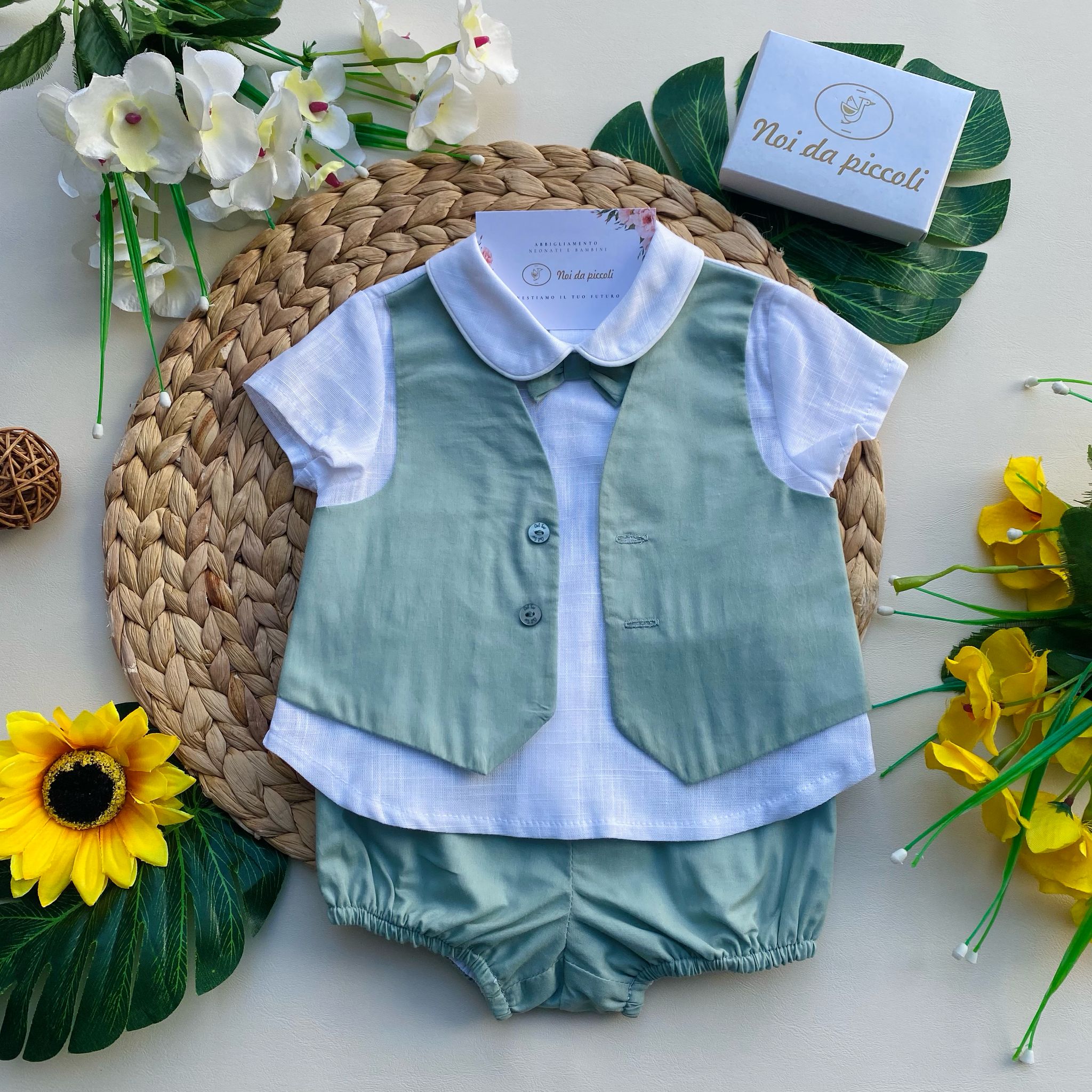 completo 3 pz Cotone Verde - Noi da piccoli