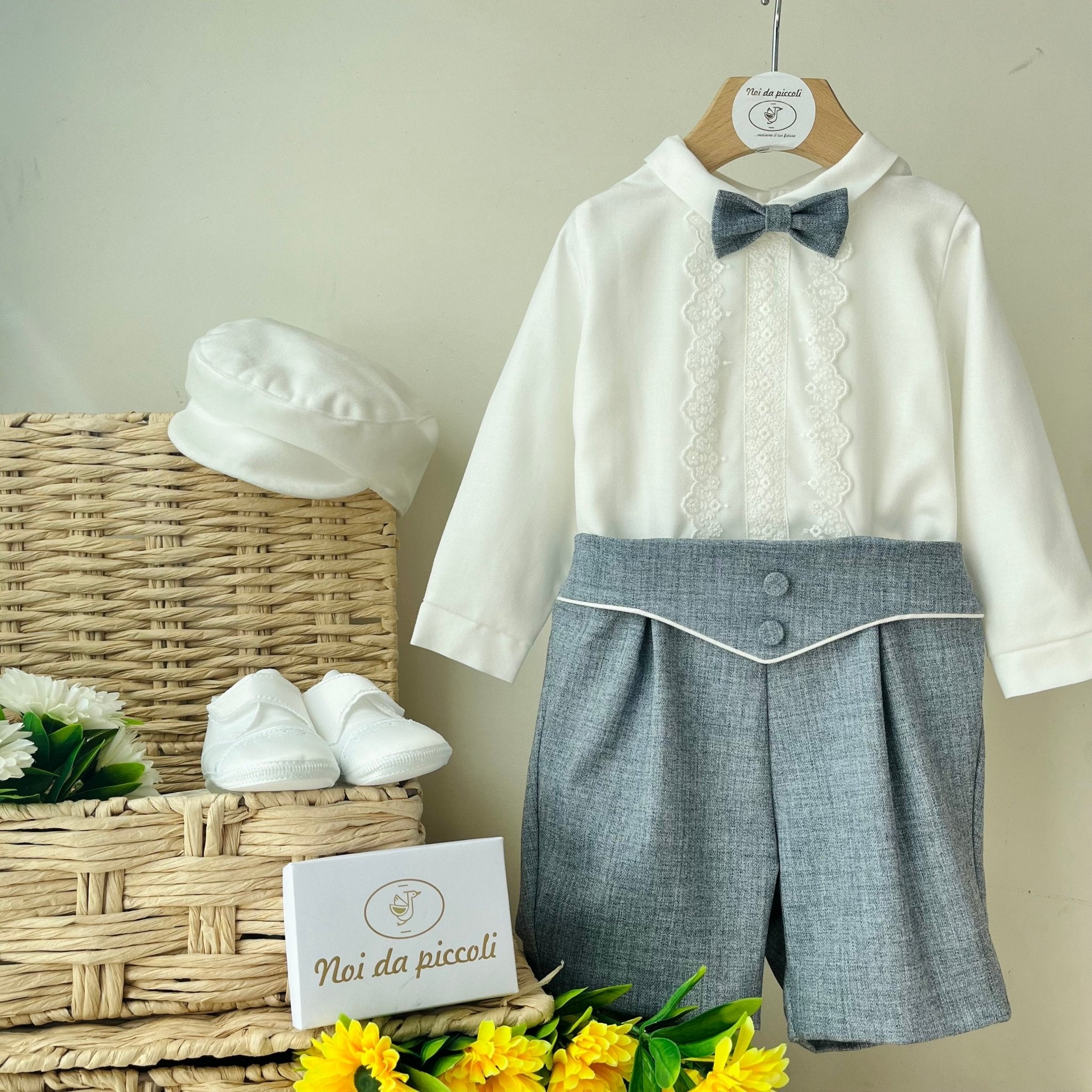 COMPLETO 3 PZ DENIM E BIANCO - Noi da piccoli