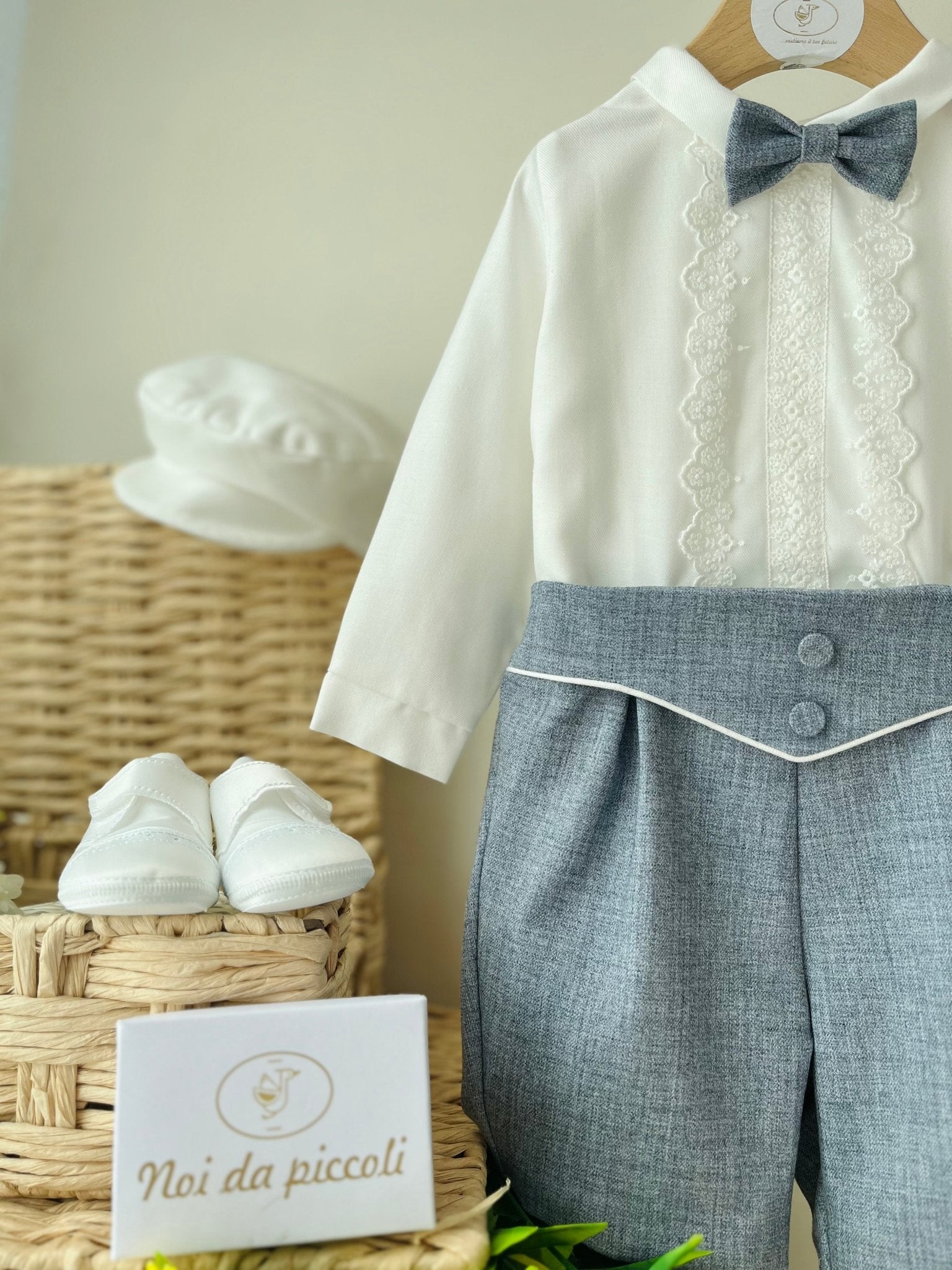 COMPLETO 3 PZ DENIM E BIANCO - Noi da piccoli