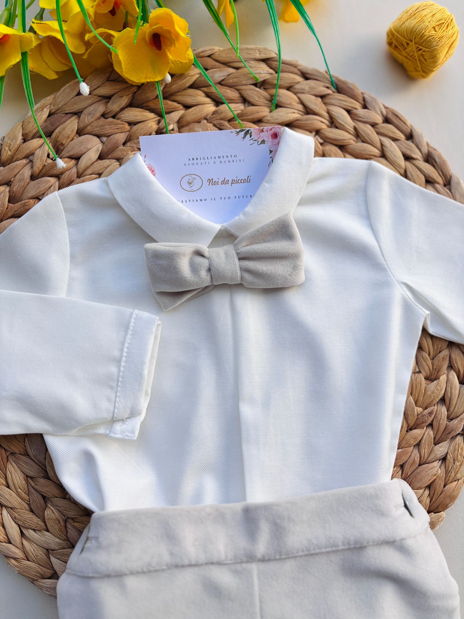 COMPLETO 3 PZ ELEGANTE IN VELLUTINO BEIGE - Noi da piccoli