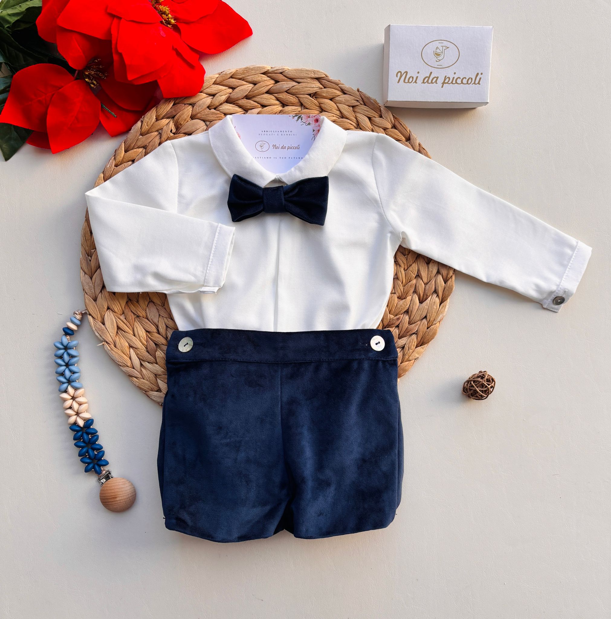 COMPLETO 3 PZ ELEGANTE IN VELLUTINO BLU NOTTE - Noi da piccoli