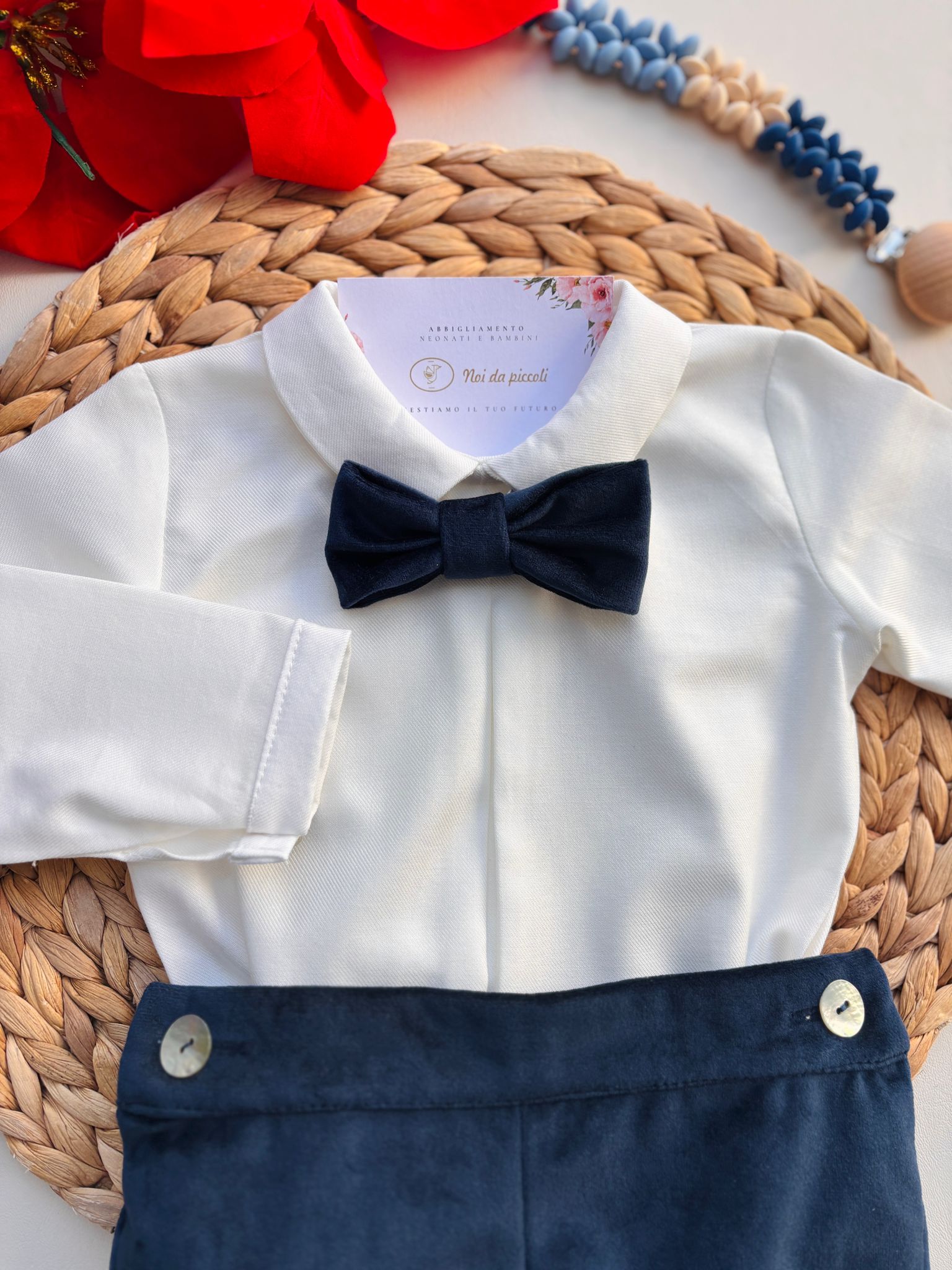 COMPLETO 3 PZ ELEGANTE IN VELLUTINO BLU NOTTE - Noi da piccoli