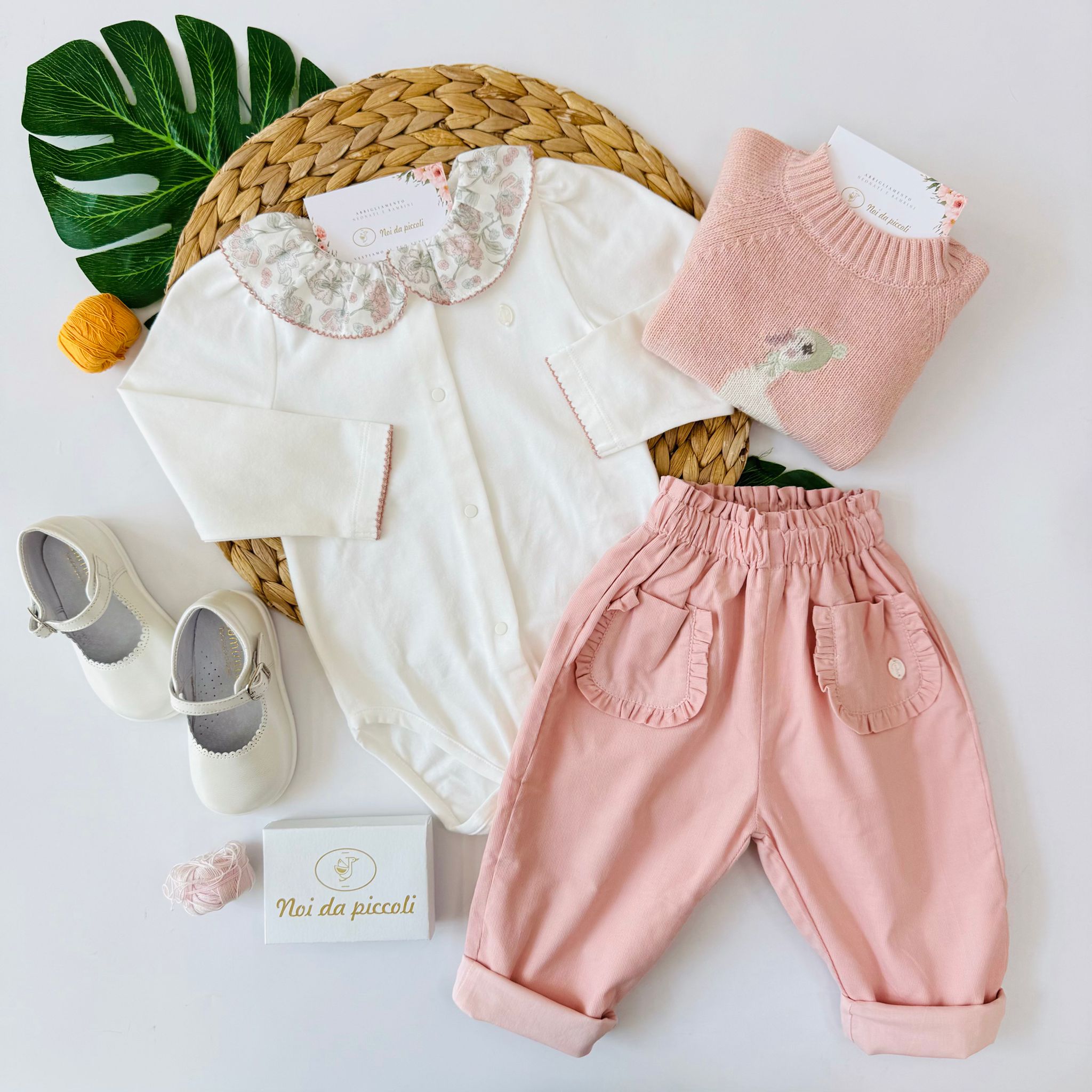 COMPLETO 3 PZ IN CALDO COTONE E FILATO CALDO PINK - Noi da piccoli