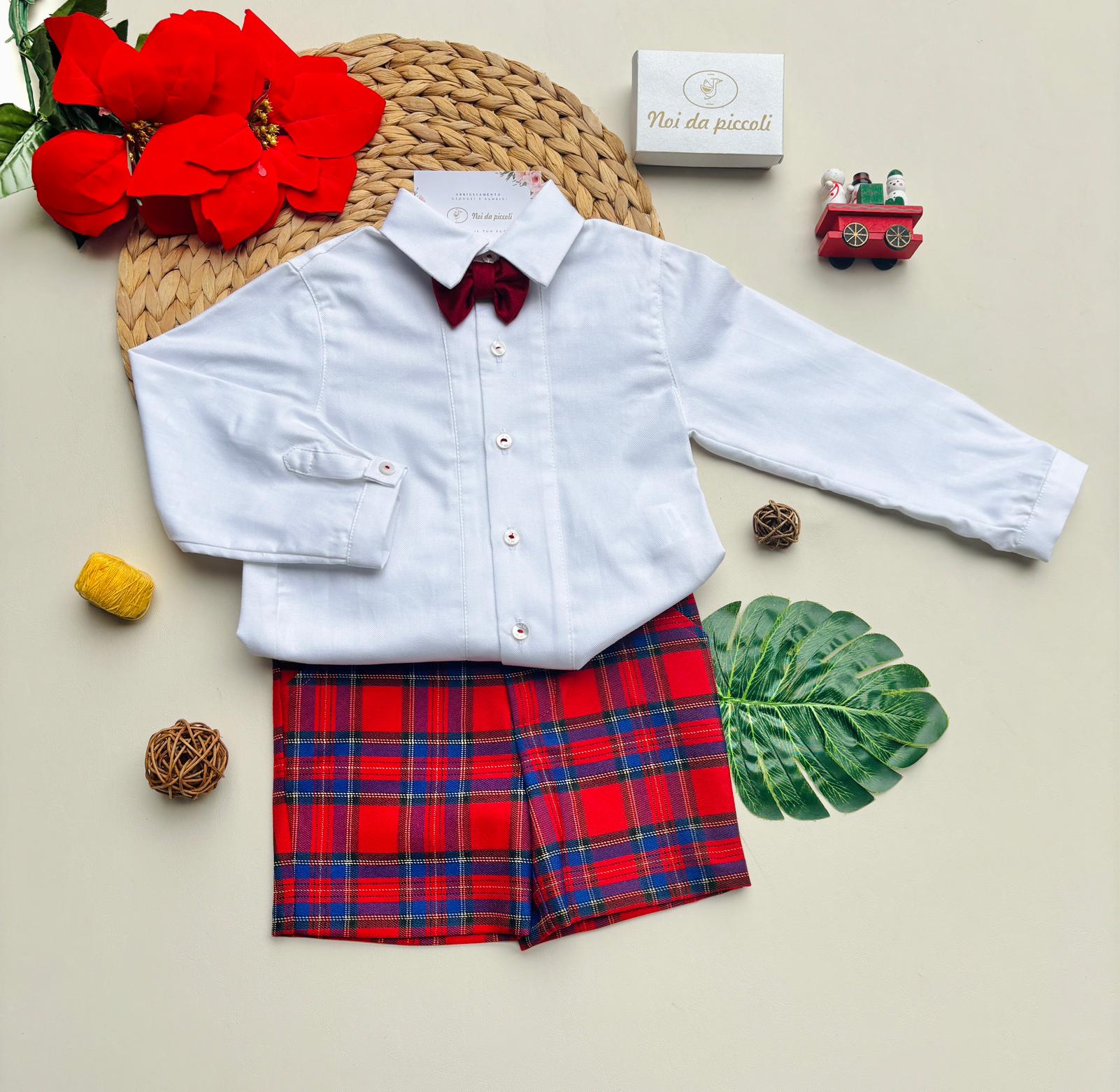 COMPLETO 3 PZ IN CALDO COTONE TARTAN ROJO - Noi da piccoli