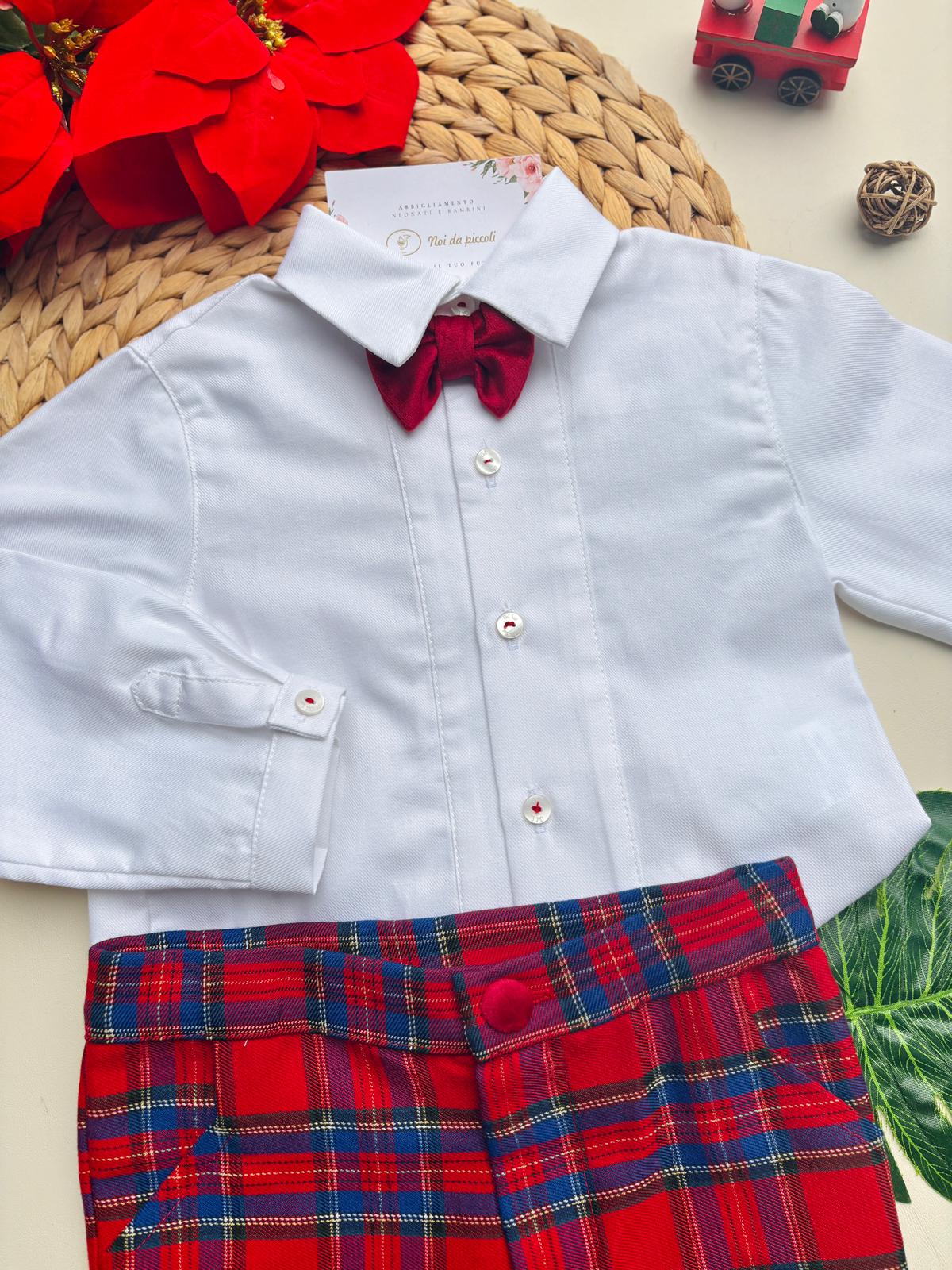 COMPLETO 3 PZ IN CALDO COTONE TARTAN ROJO - Noi da piccoli