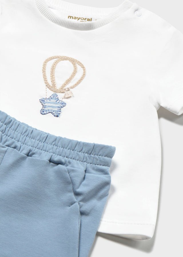 COMPLETO 3 PZ IN COTONE A RIGHE Bianco Cielo - Noi da piccoli