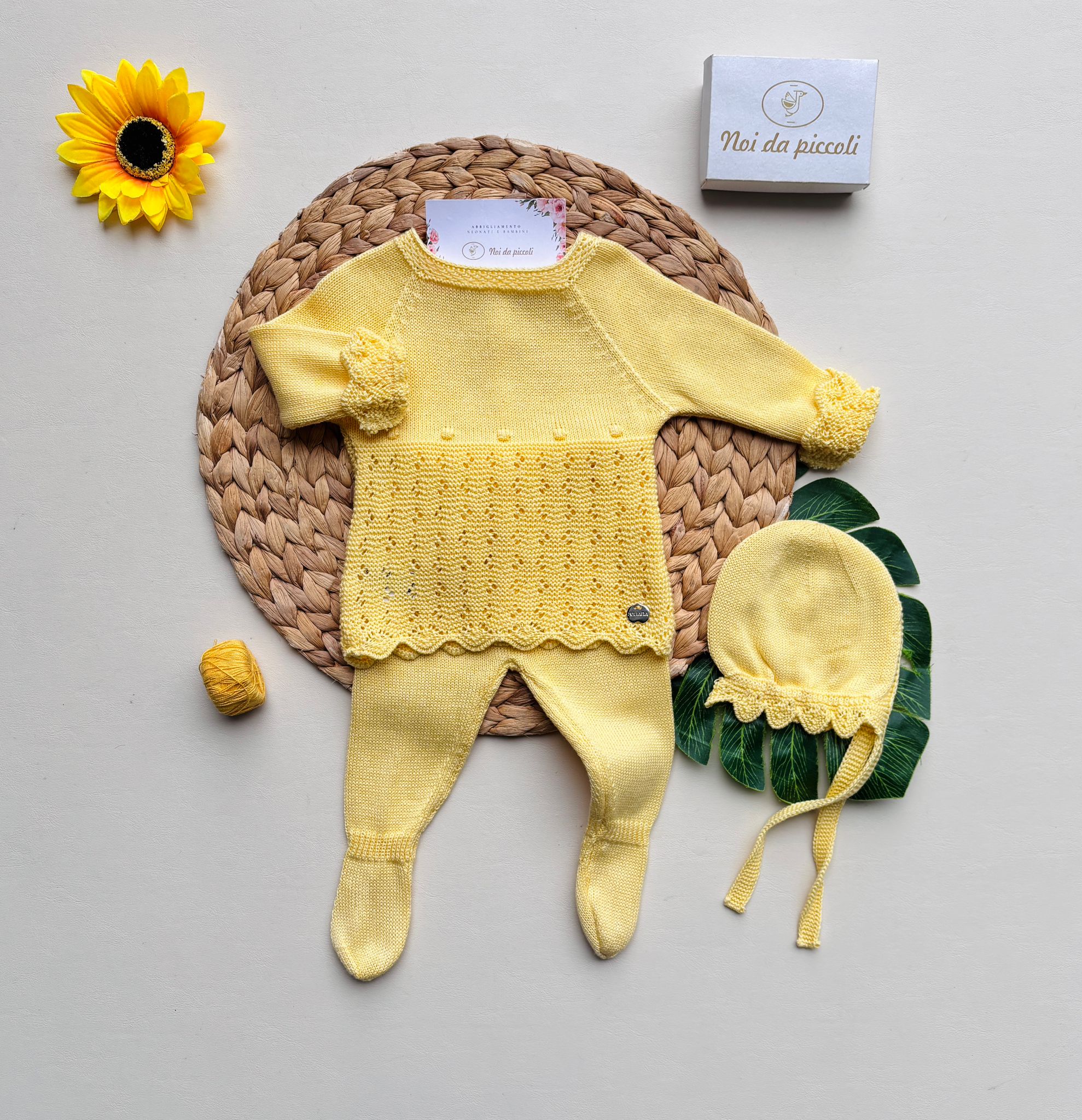 COMPLETO 3 PZ IN COTONE AMARILLO - Noi da piccoli