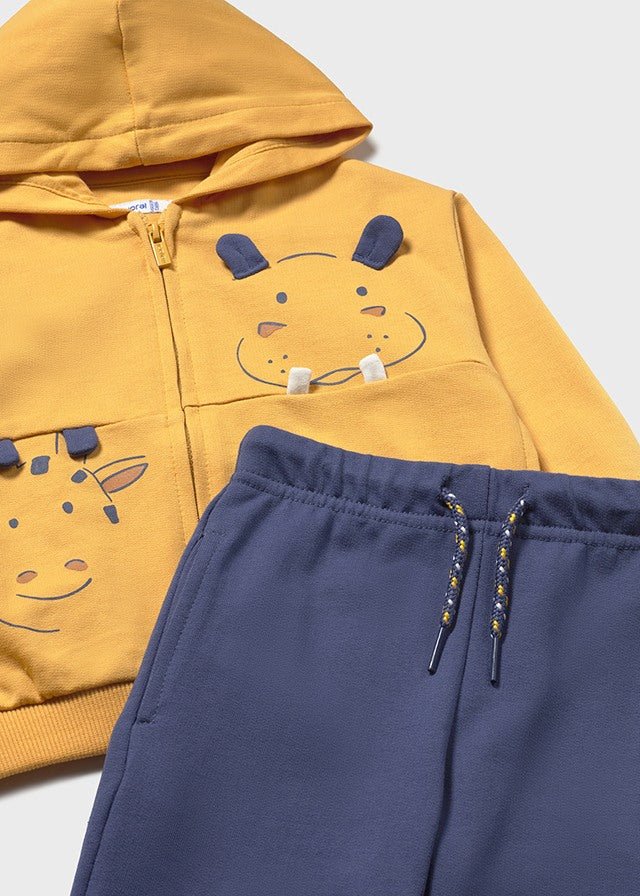 COMPLETO 3 PZ IN COTONE CON ANIMALI SAFARI PEACH - Noi da piccoli