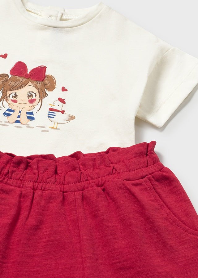 COMPLETO 3 PZ IN COTONE CON CUORICINI ROSSO - Noi da piccoli