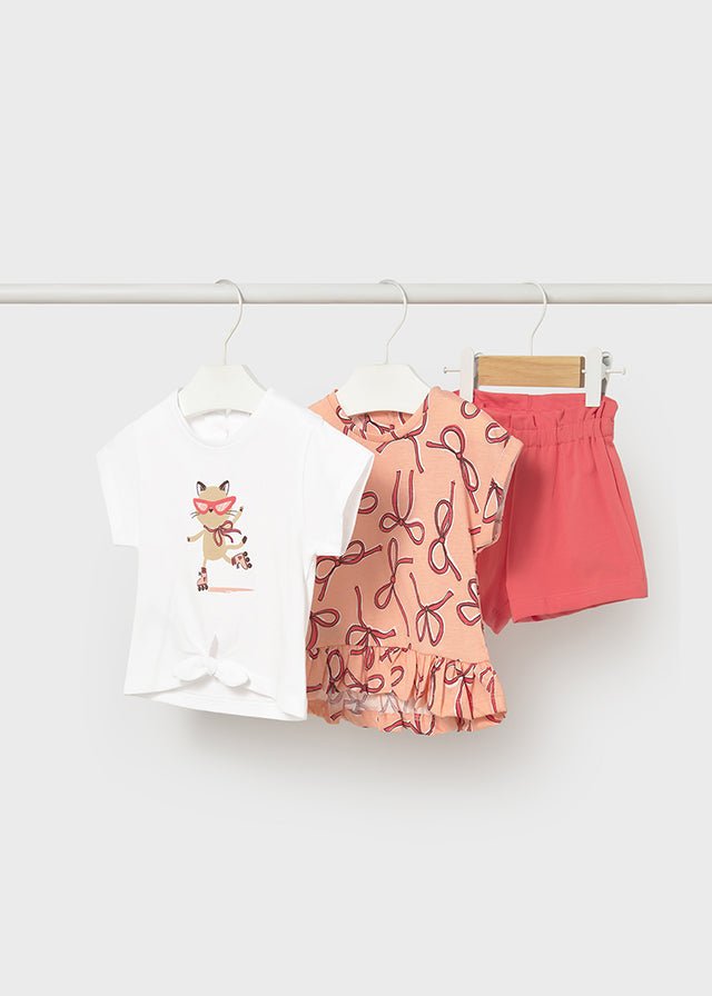 COMPLETO 3 PZ IN COTONE CON FIOCCHETTI ARANCIO - Noi da piccoli