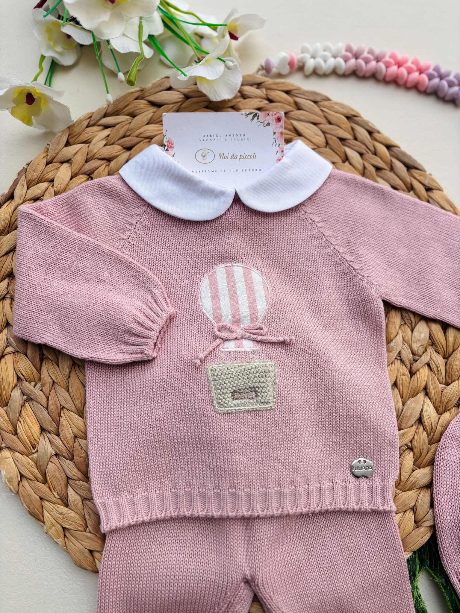 COMPLETO 3 PZ IN COTONE E ARILICO ROSA - Noi da piccoli