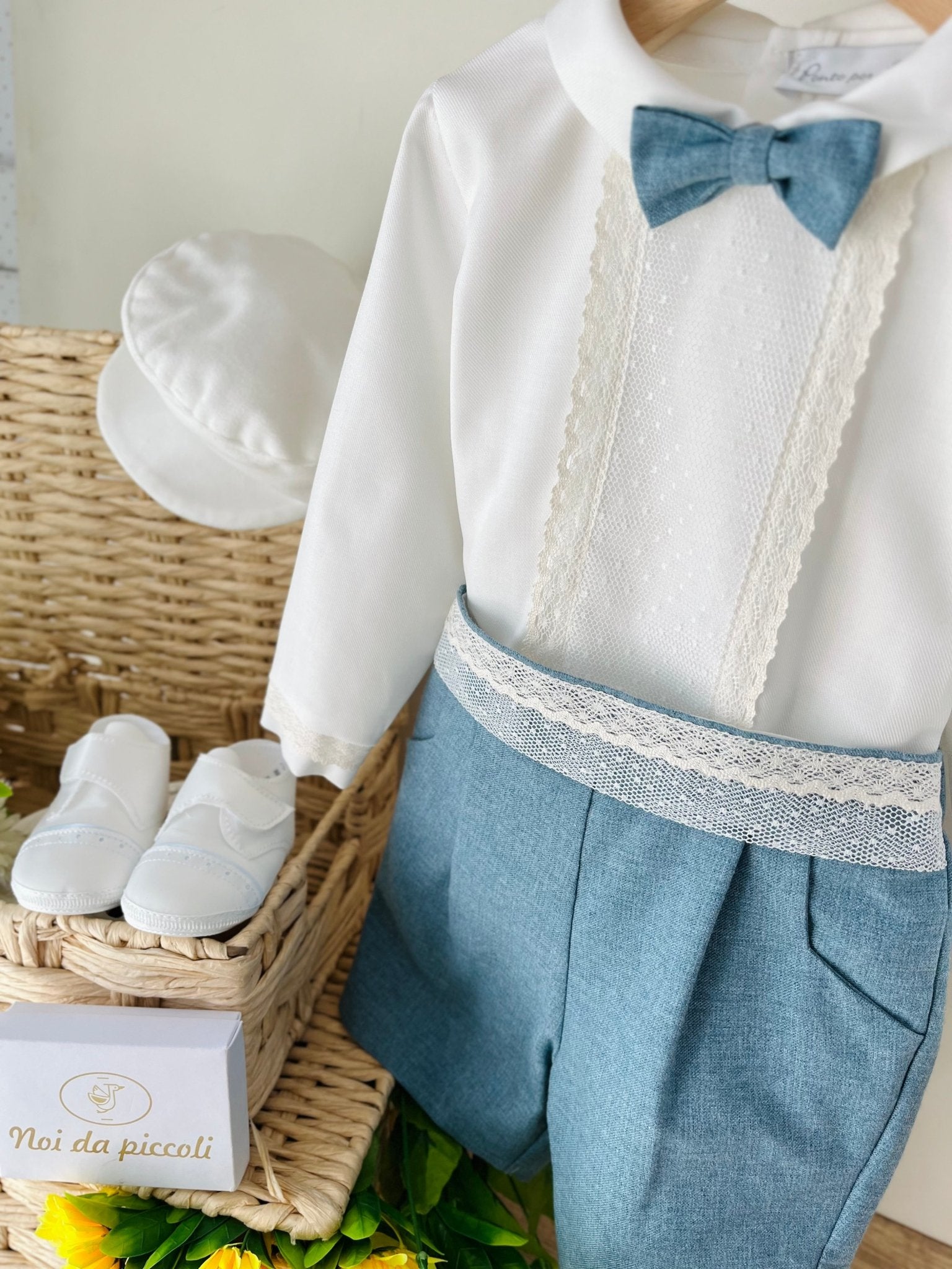 COMPLETO 3 PZ PETROLIO E DETTAGLI AVORIO - Noi da piccoli