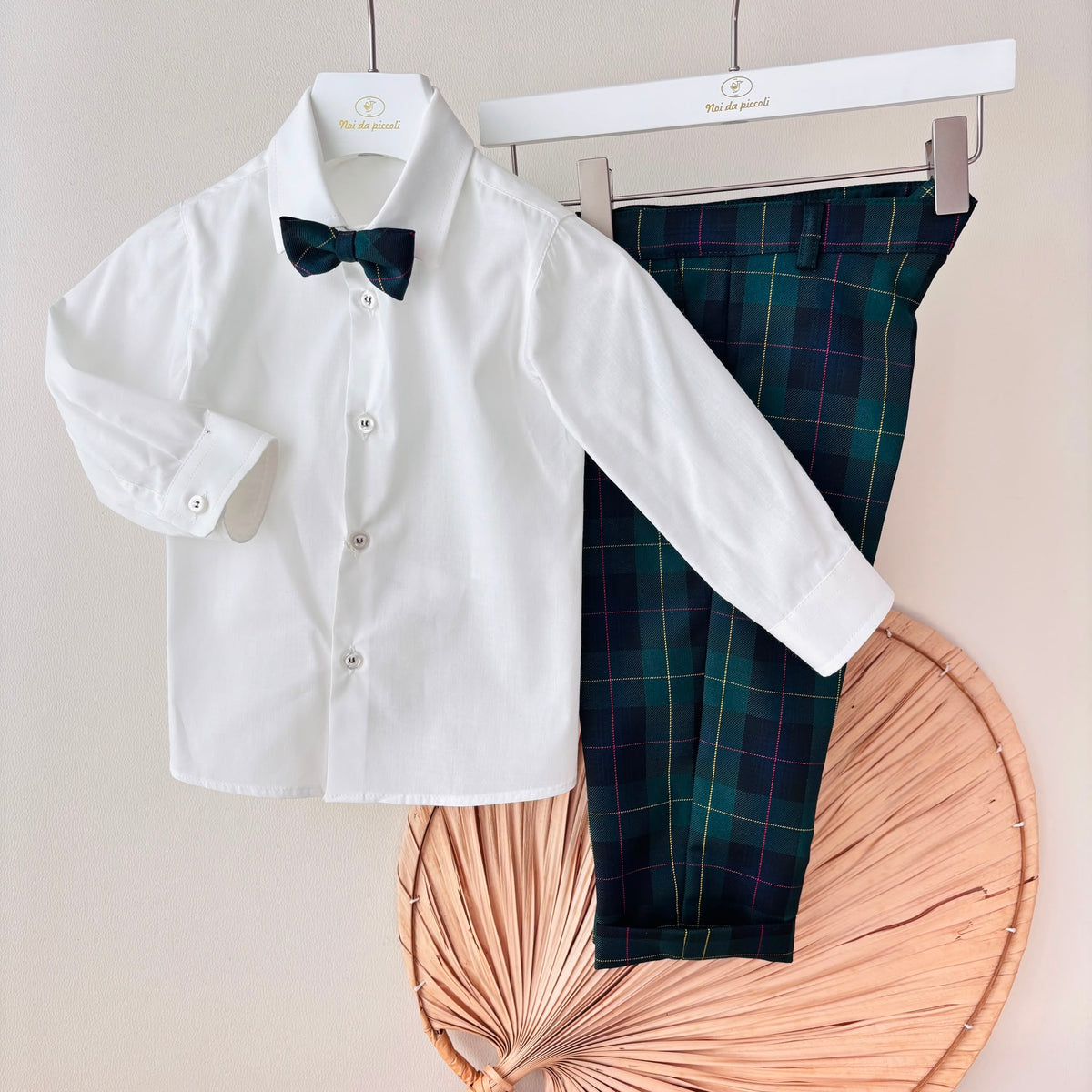 Completo 3 Pz Tartan Elegante Verde Bufi