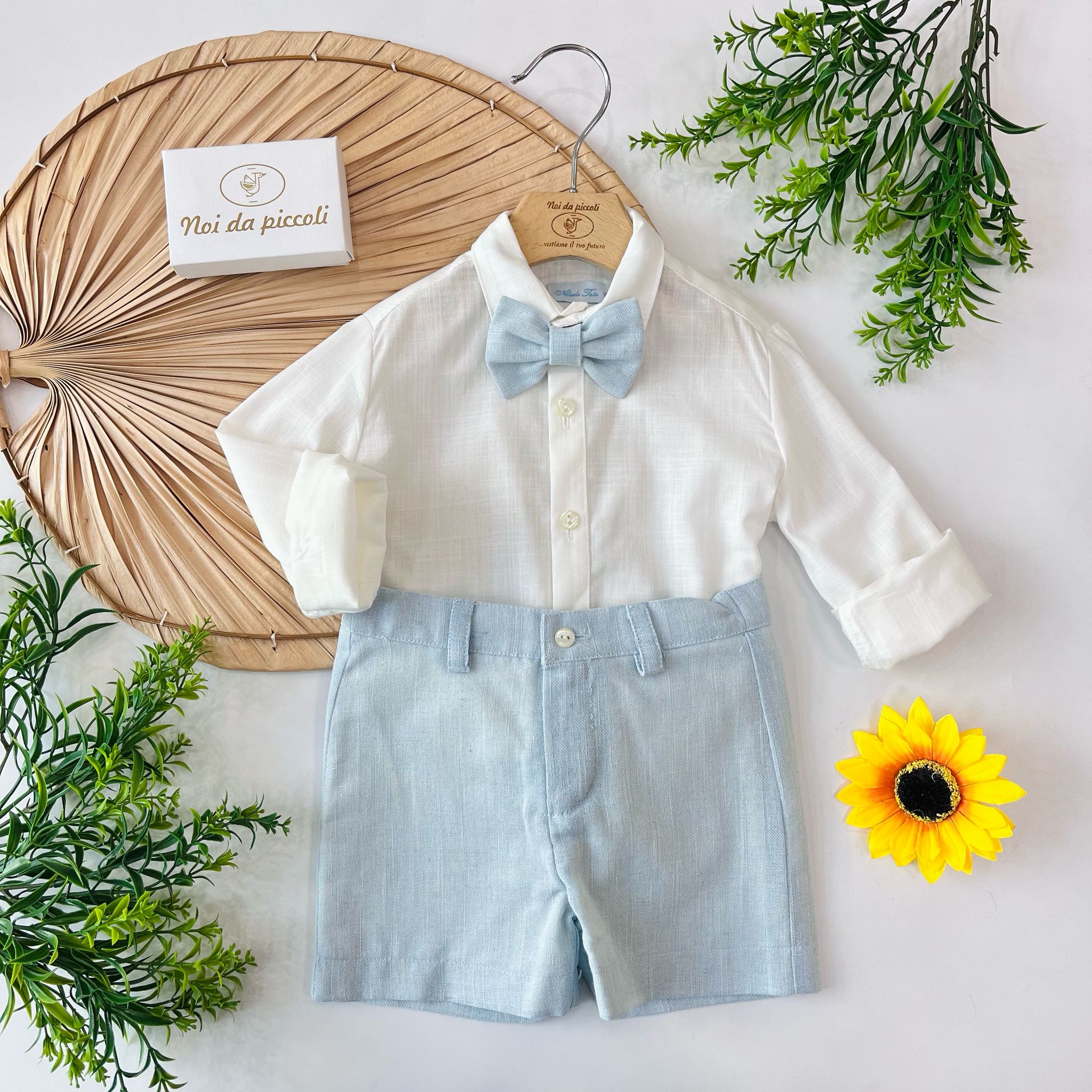 COMPLETO 3PZ CIELO E BIANCO - Noi da piccoli