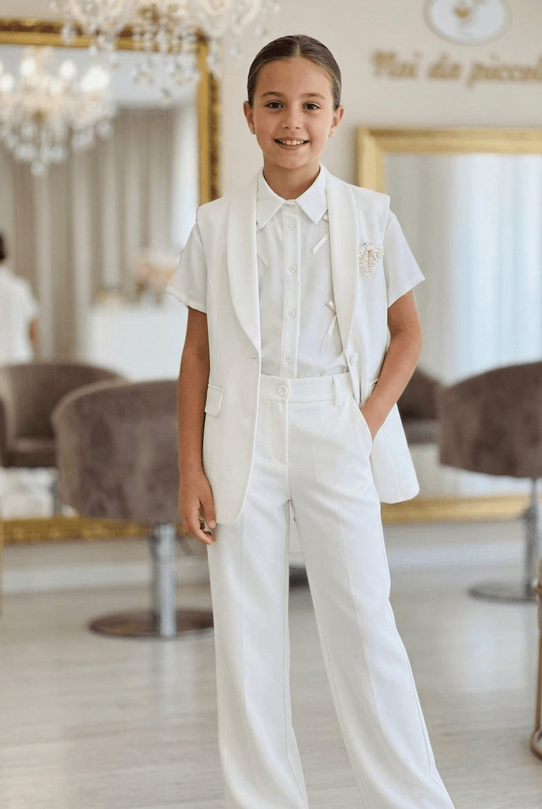 COMPLETO 3PZ ELEGANTE BIANCO YOUNG GIRL - Noi da piccoli