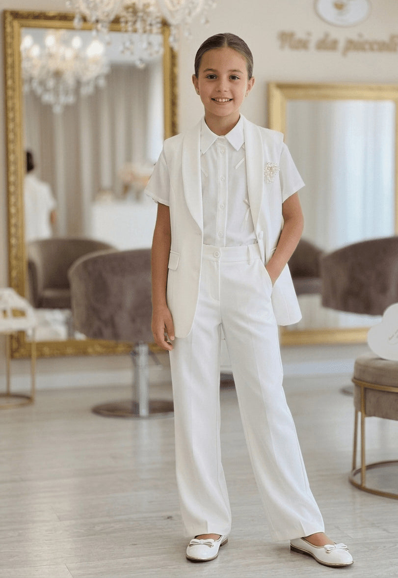 COMPLETO 3PZ ELEGANTE BIANCO YOUNG GIRL - Noi da piccoli