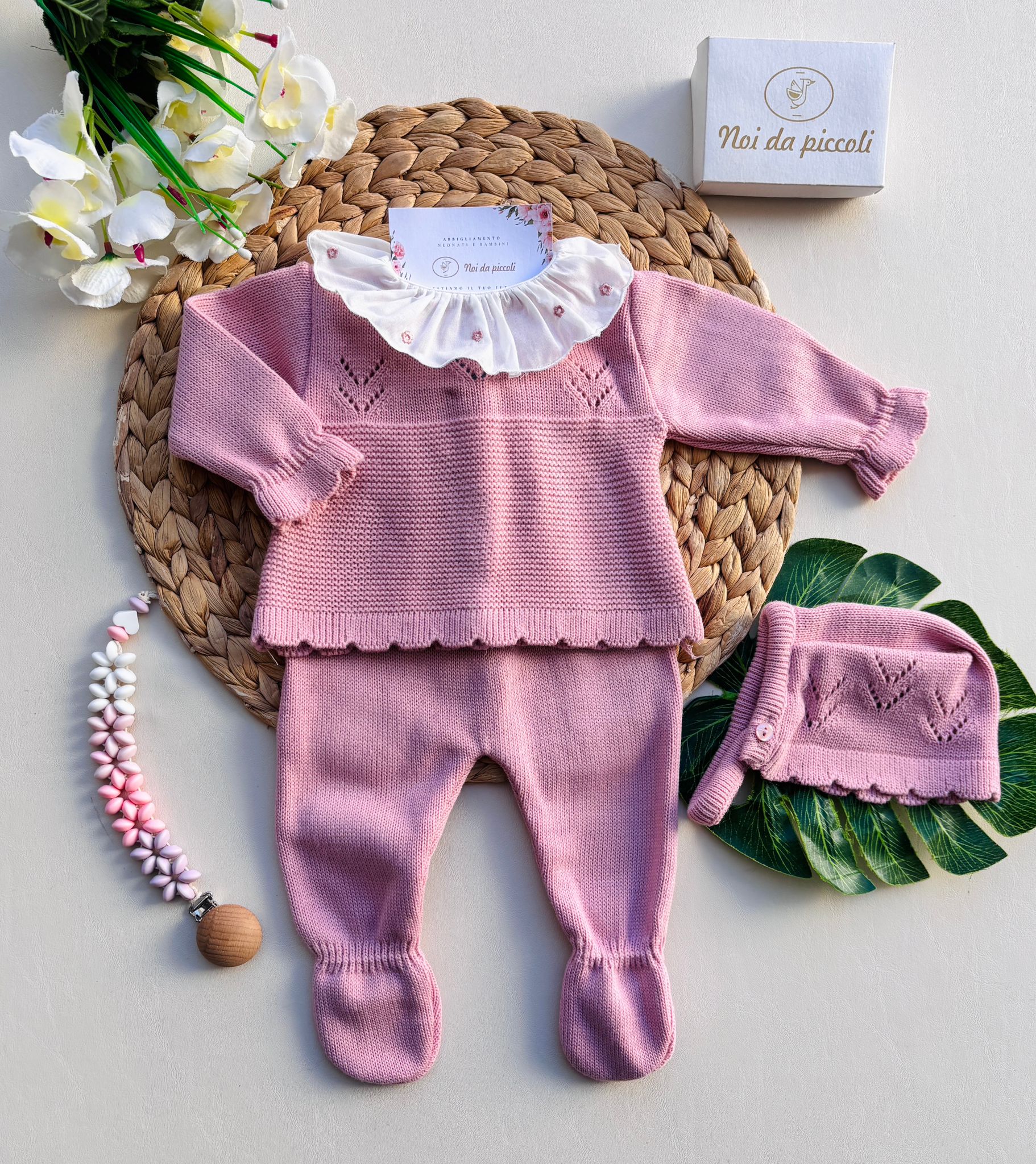 COMPLETO 3PZ FILATO CALDO ROSA - Noi da piccoli