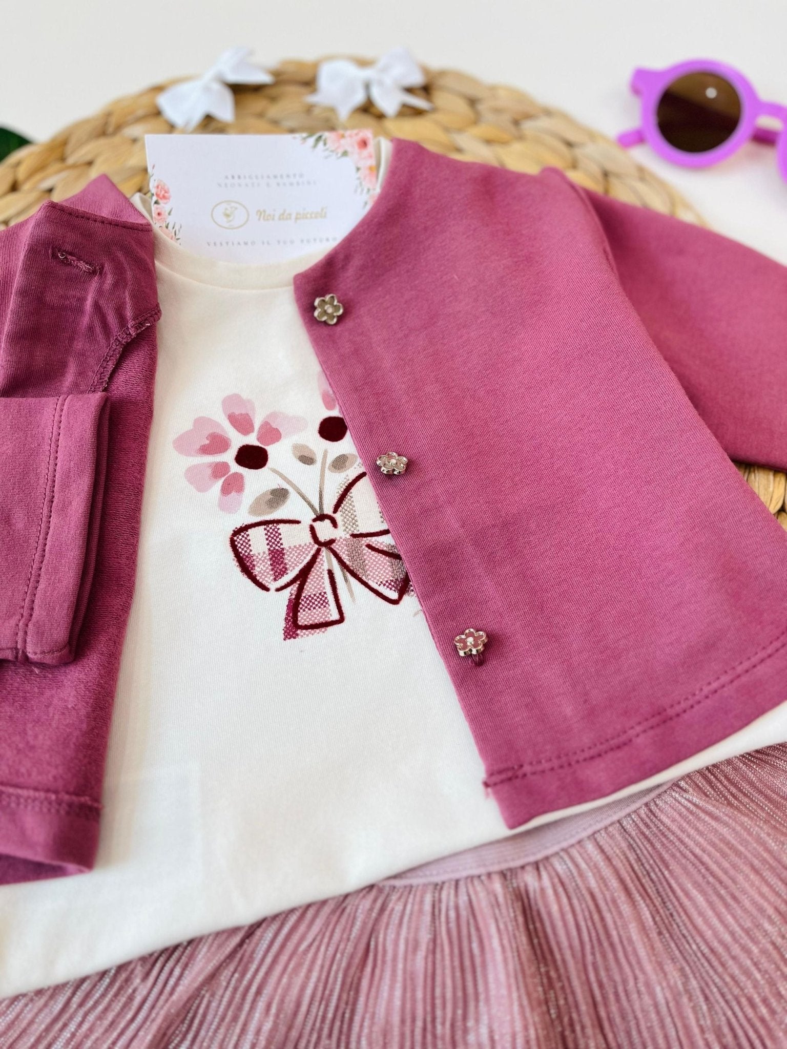 COMPLETO 3PZ IN FELPA ROSADO - Noi da piccoli