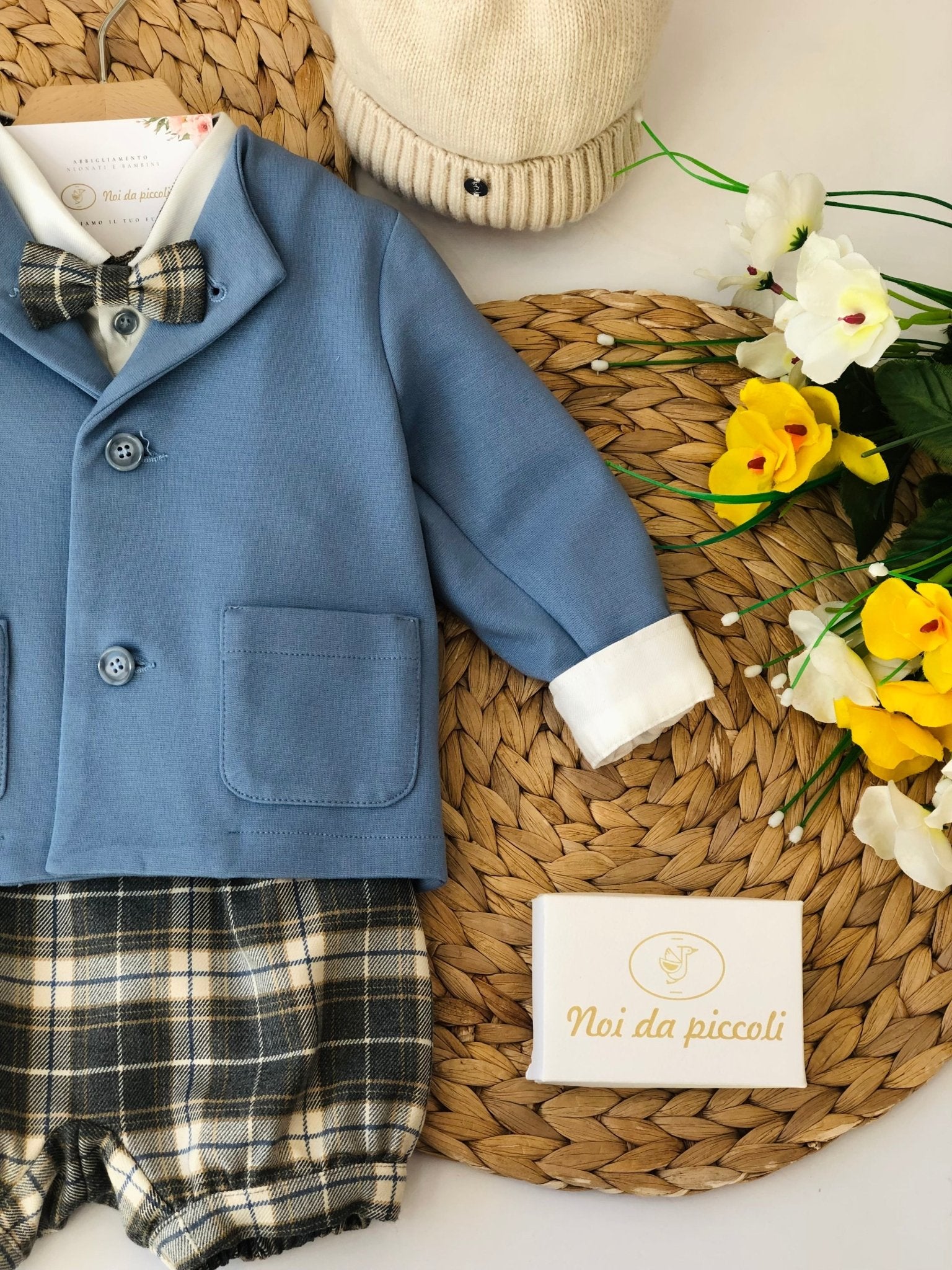 COMPLETO 3PZ QUADRI CON GIACCA AVION IN MAGLIA - Noi da piccoli