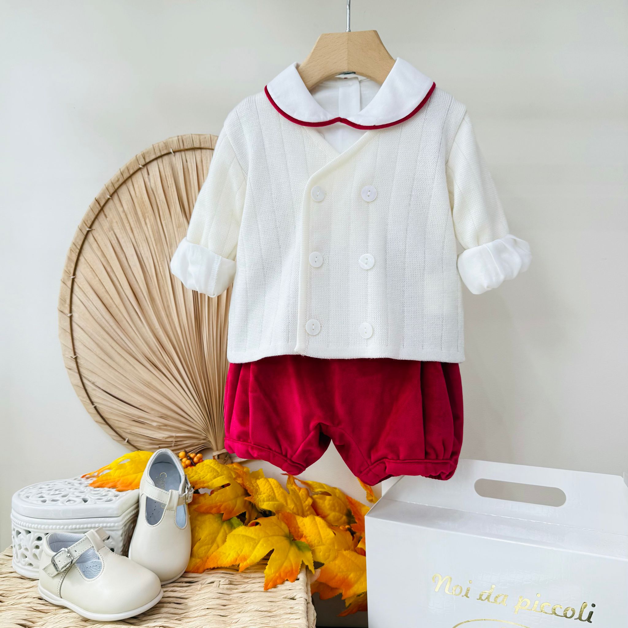 COMPLETO 3PZ VELLUTINO ROSSO - Noi da piccoli