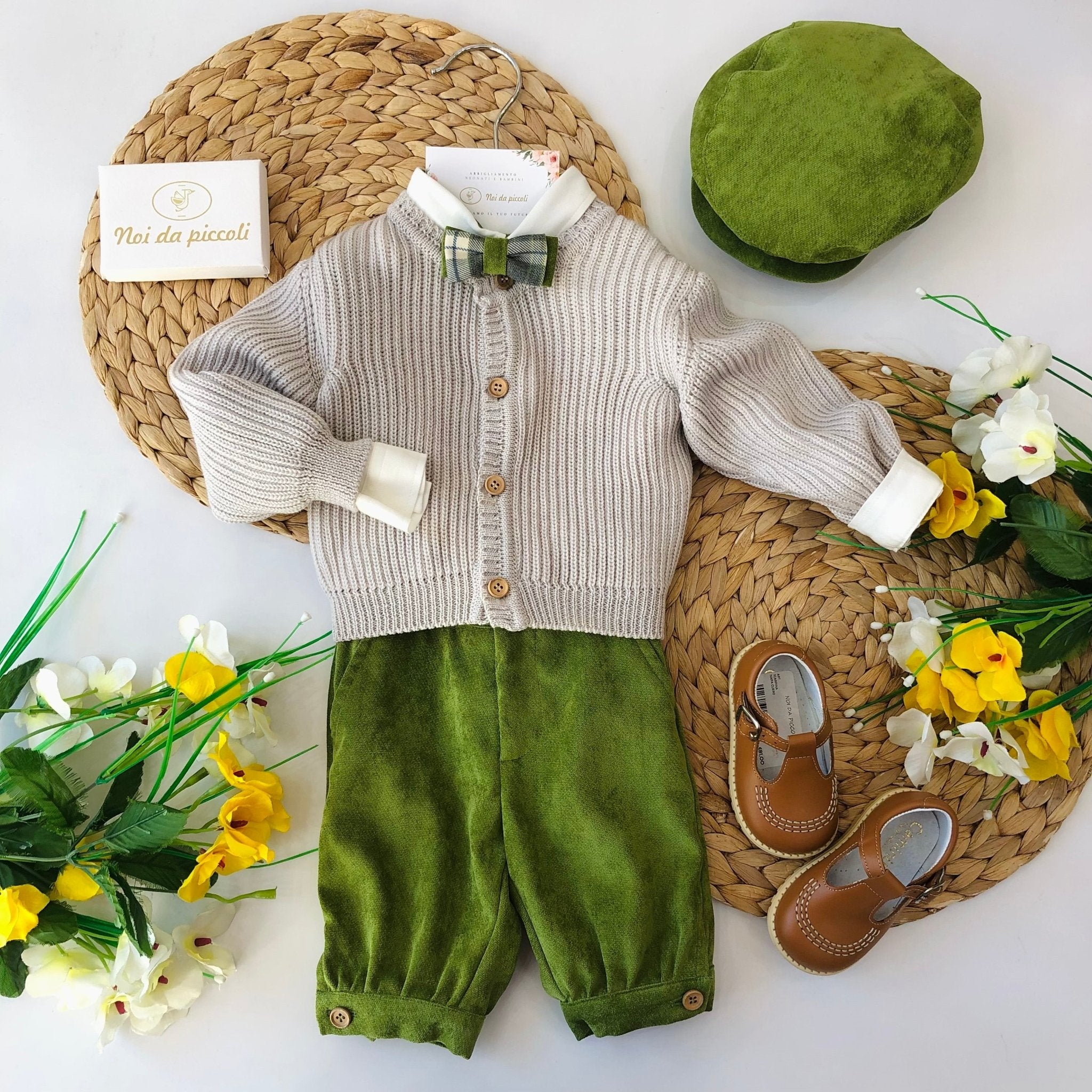 COMPLETO 3PZ VERDE E BEIGE CON GOLFINO COSTINE - Noi da piccoli