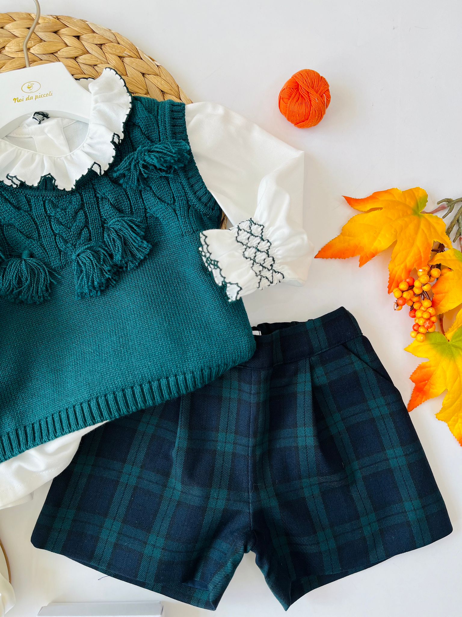 COMPLETO 3PZ VERDE E TARTAN - Noi da piccoli