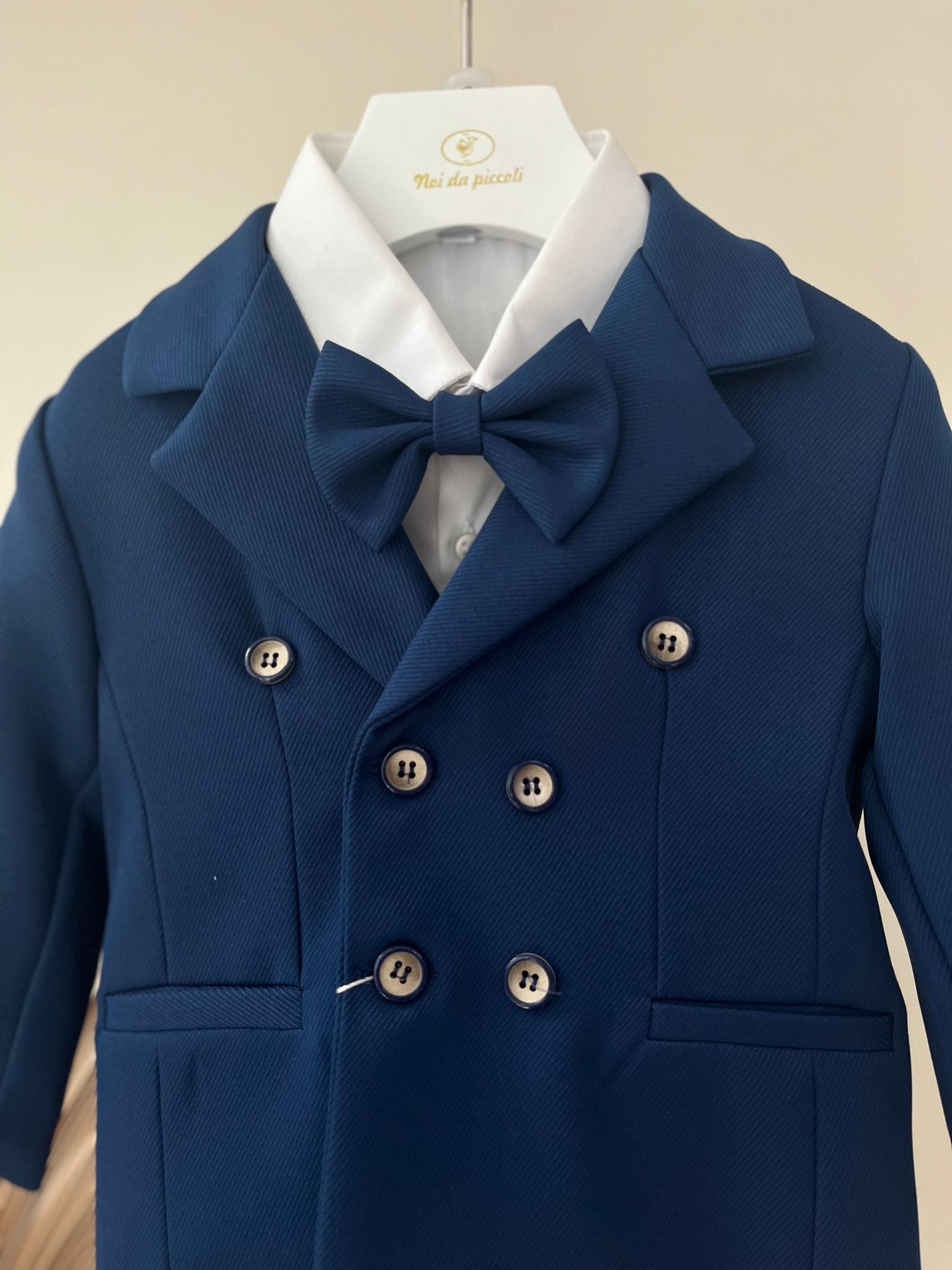 COMPLETO 4 PZ CERIMONIALE CON BOTTONCINI BLU - Noi da piccoli