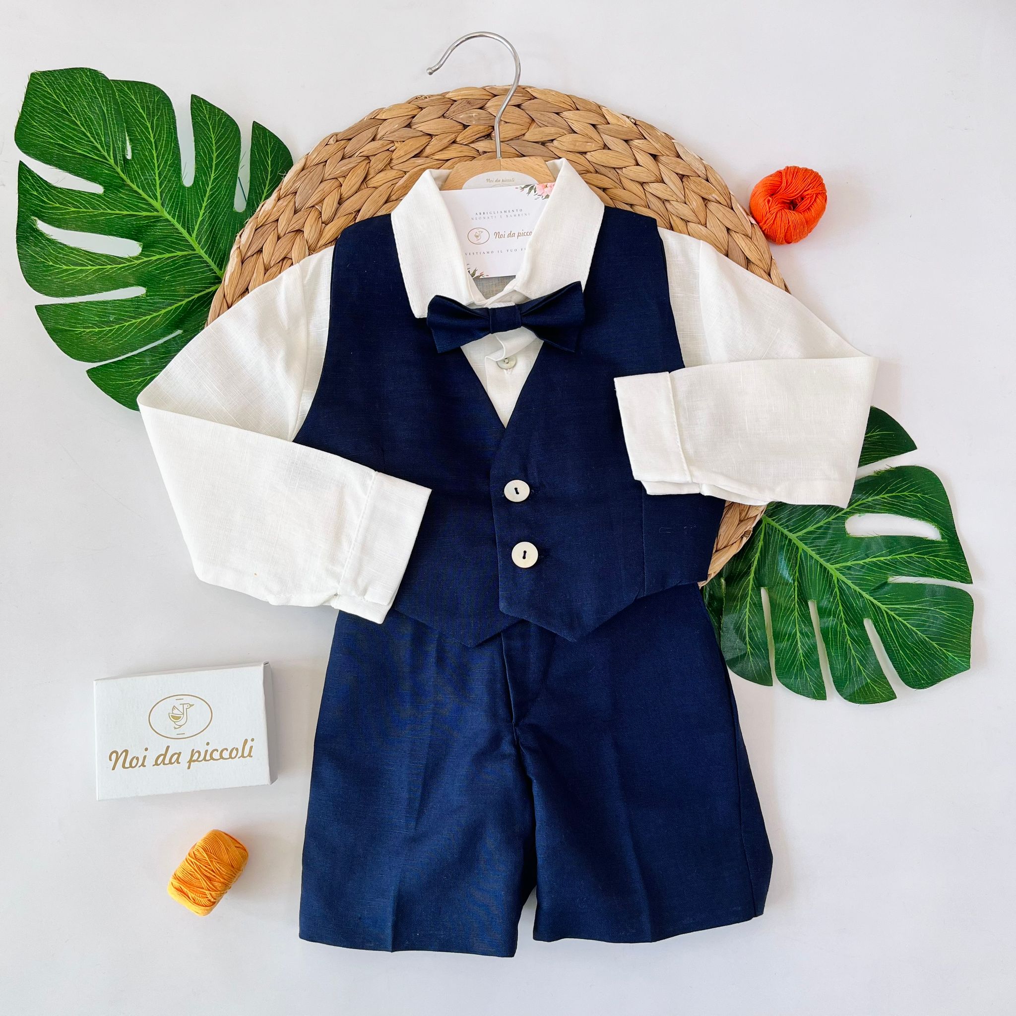 COMPLETO 4 PZ CERIMONIALE ELEGANTE BLU - Noi da piccoli