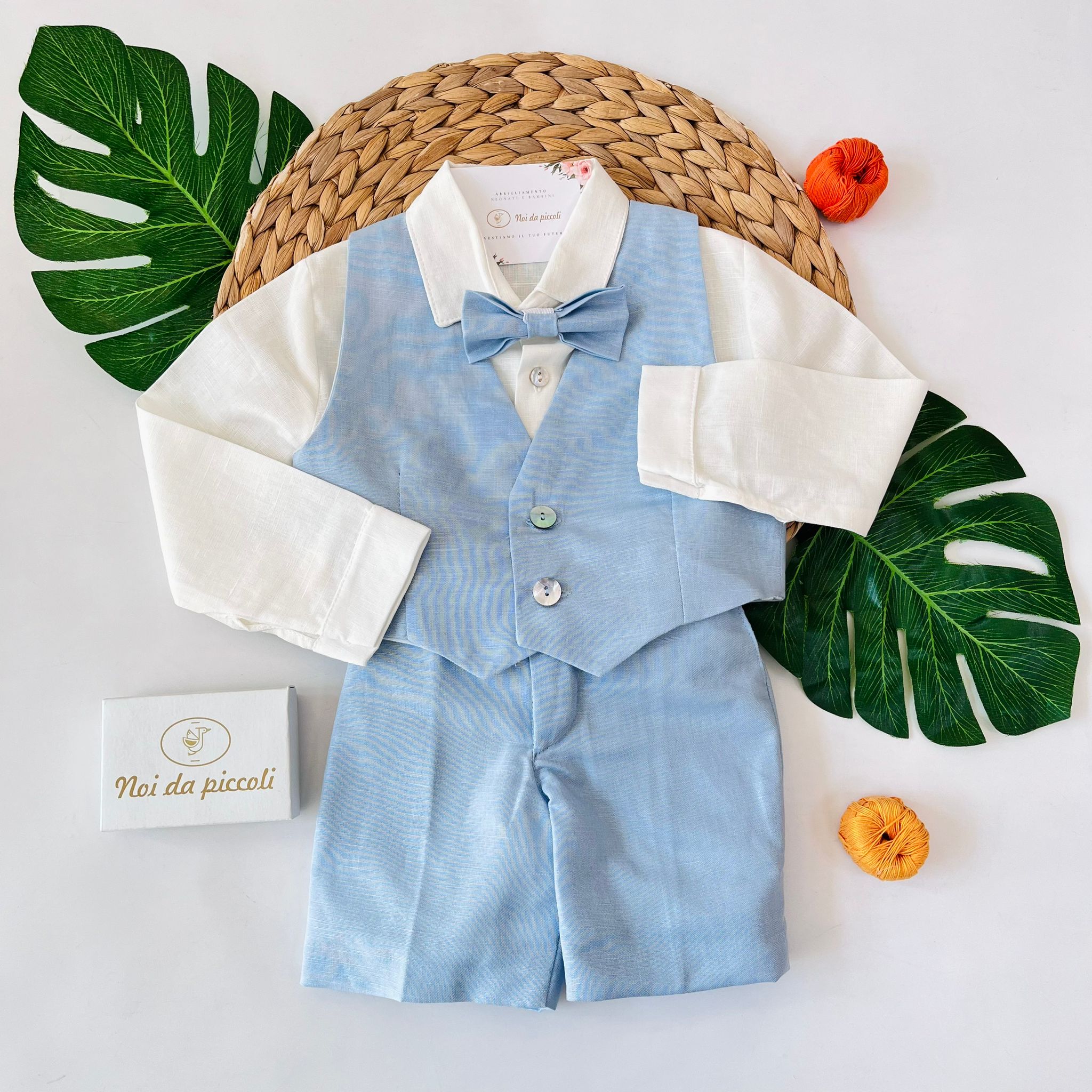 COMPLETO 4 PZ CERIMONIALE ELEGANTE CIELO - Noi da piccoli